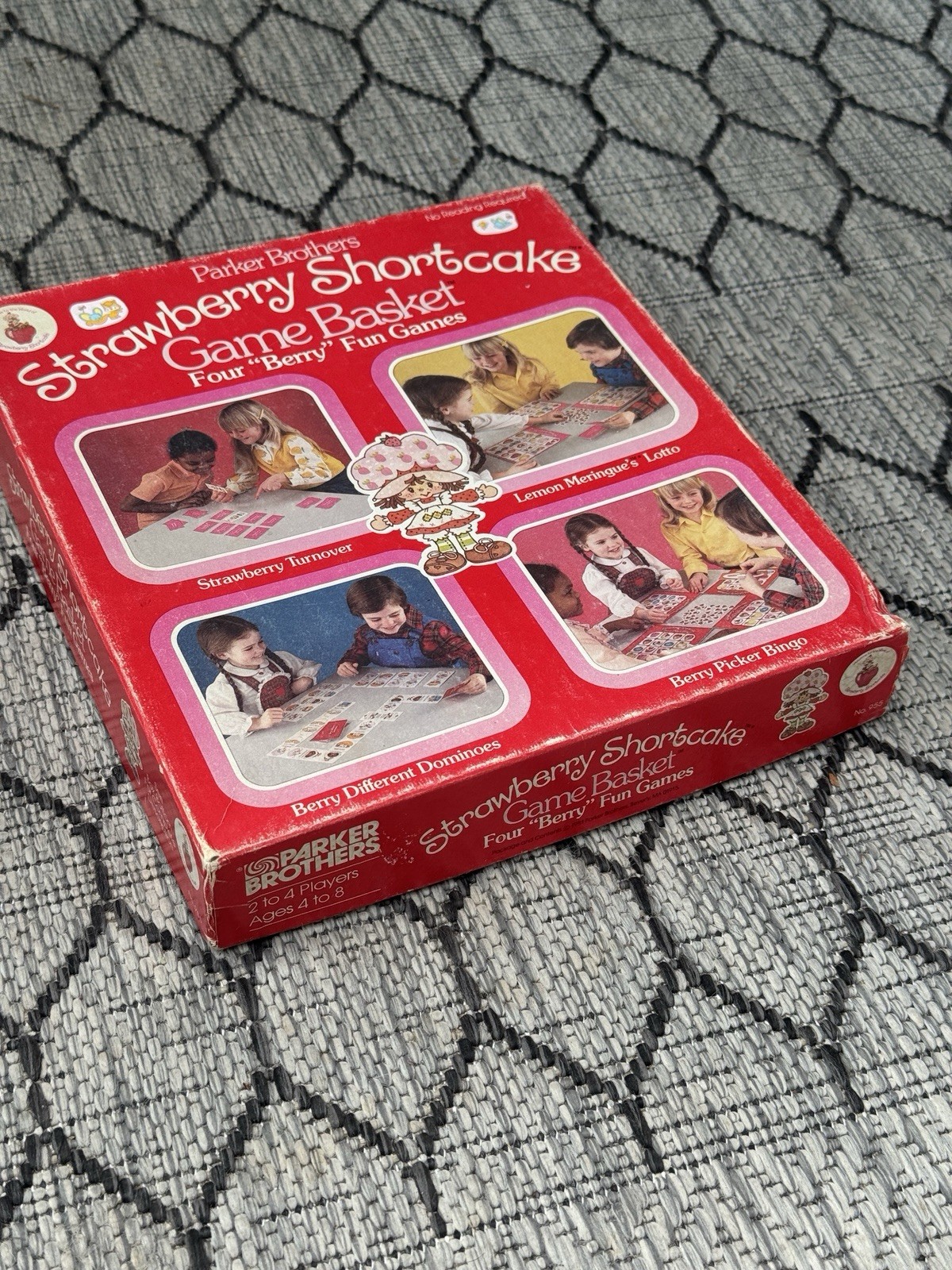 Vintage 1981 Stawberry Shortcake Game Basket Four “Berry” Fun Games Parker Bros