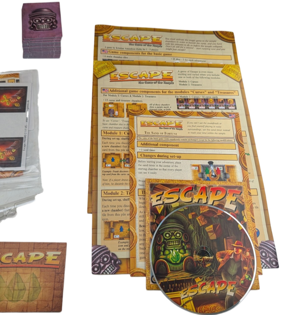 Escape The Curse of the Temple Board Game 2012 Queen Games Modules 1 2 CD Timer