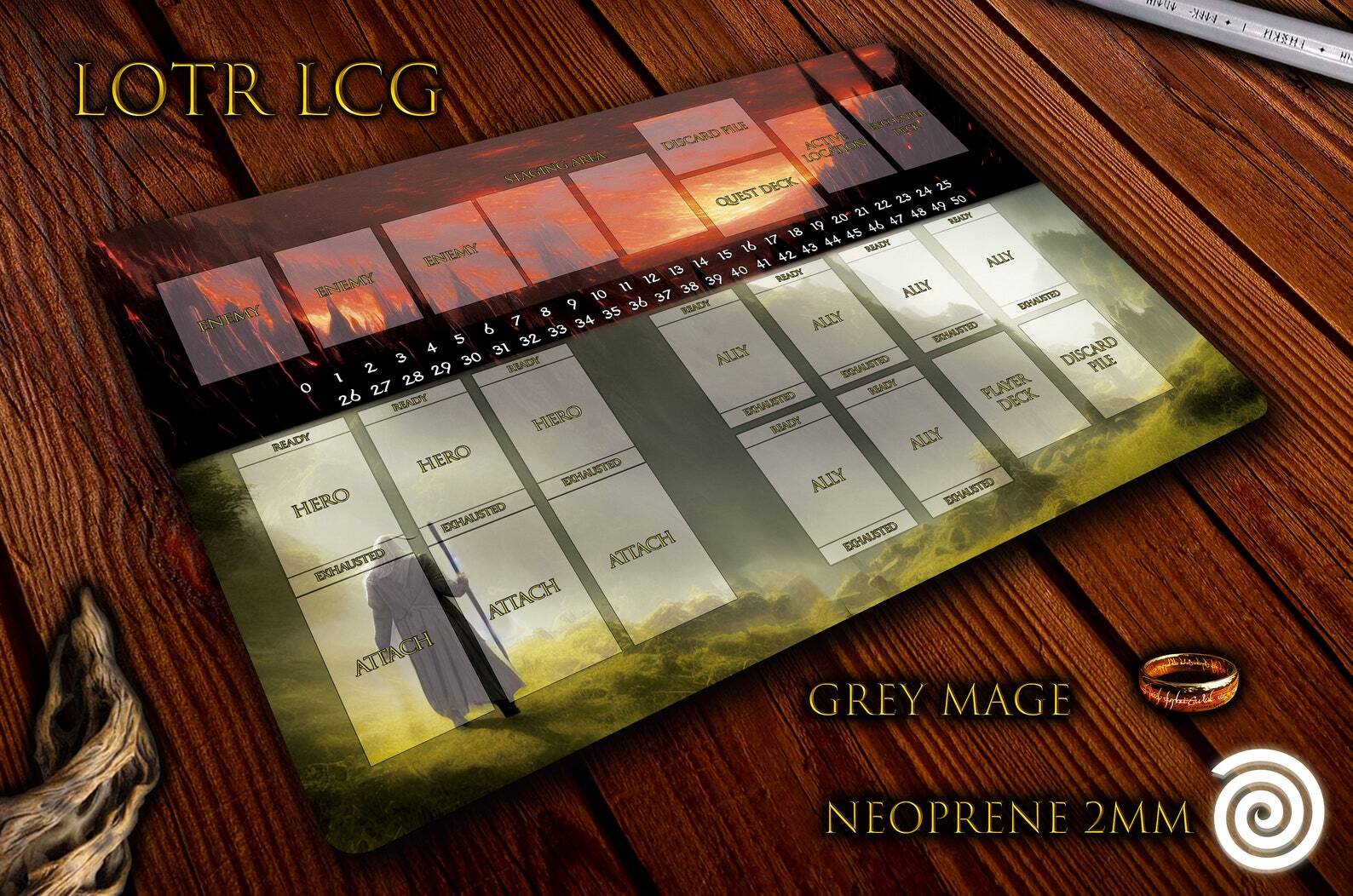 Tapete de neopreno compatible con juego de mesa Lord of the Rings LCG.