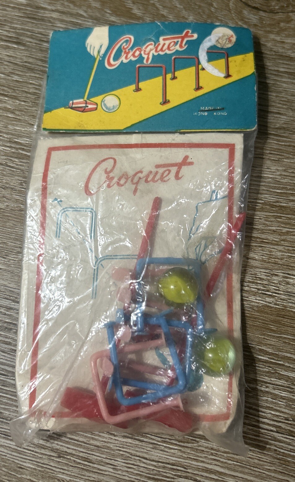 Vintage Mini Croquet Tabletop Game In A Bag Hong Kong (New Old Stock)
