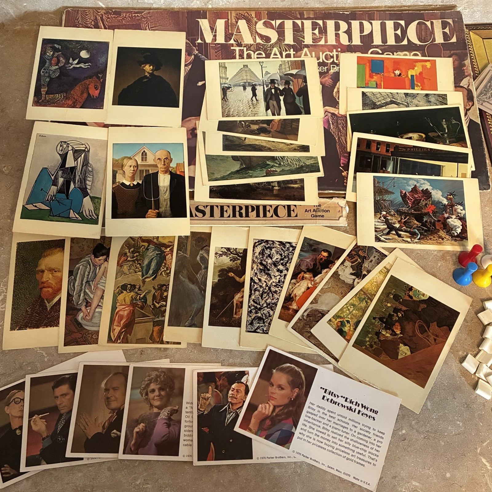 1970 Parker Brothers Masterpiece Art Auction Game Missing 1 Pawn Read