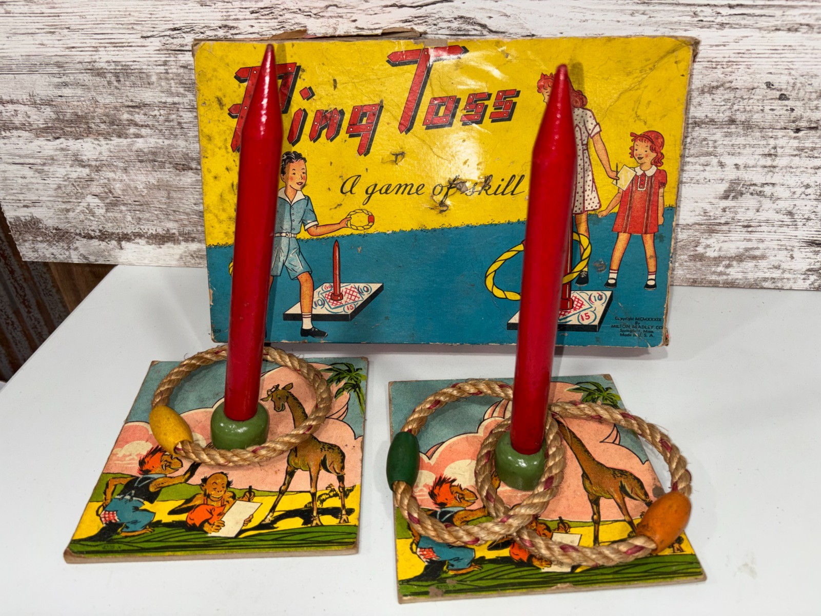 Vintage 1939 Milton Bradley Ring Toss Game 2-3 Players Complete Set 4228