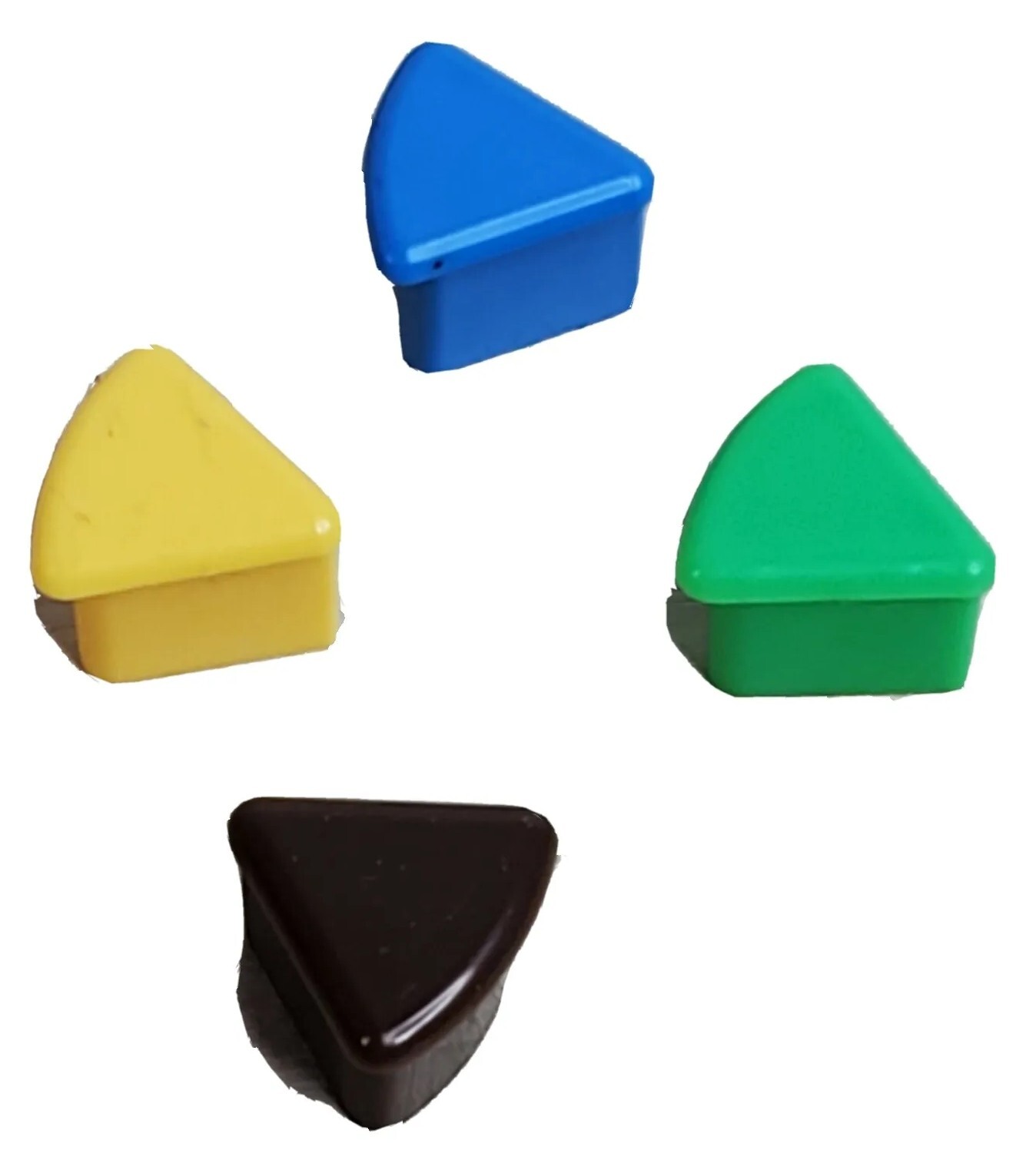 Trivial Pursuit Trivia Counter Token Pie Pieces Only Set of 4 Brown Blue Green Y
