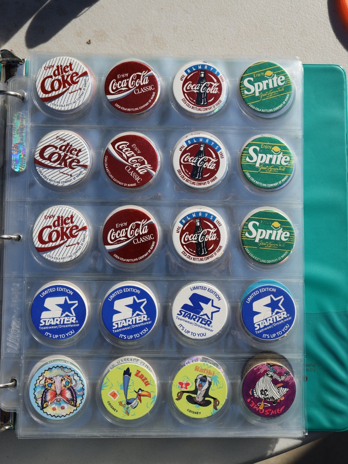 1 Page Lot of 20 Coca Cola Sprite Starter Lion King Mix POGs with Free Shipping