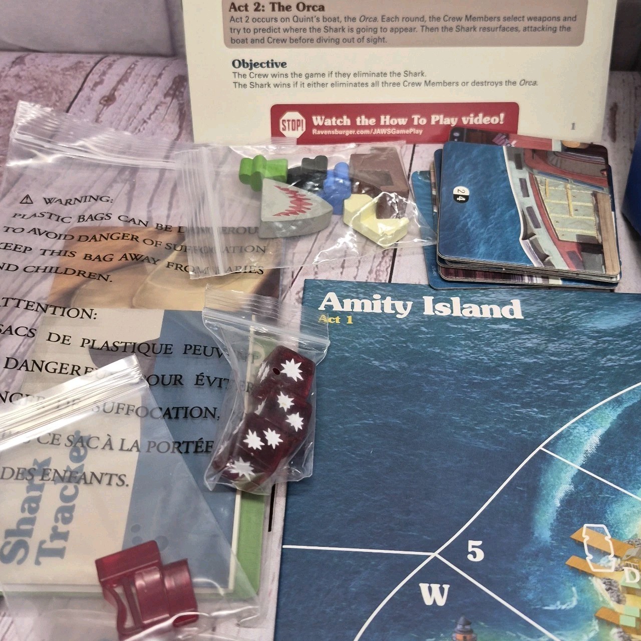 Ravensburger Jaws Board Game Ages 12 & Up Thrilling Strategy & Suspense Complete
