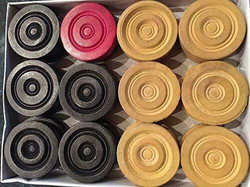 Wooden Carrom Game Coins & Striker Set Wooden Checkers(24 Pieces + 1 Striker)