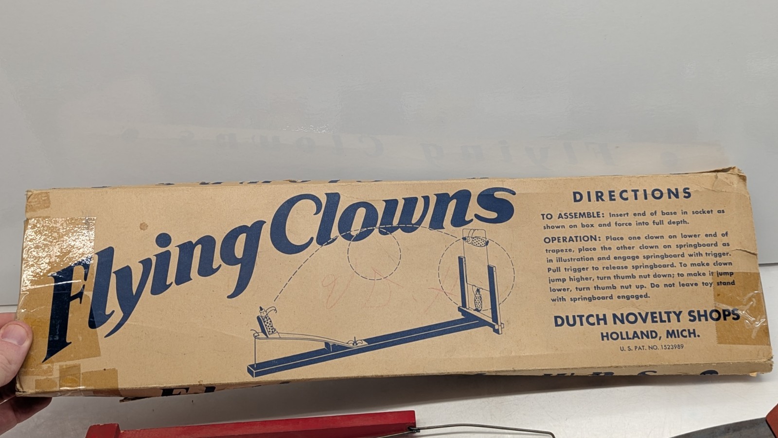 1920s Vintage Rare Flying Clowns Toy Dutch Novelty Wood Flip Game Pieces Circus