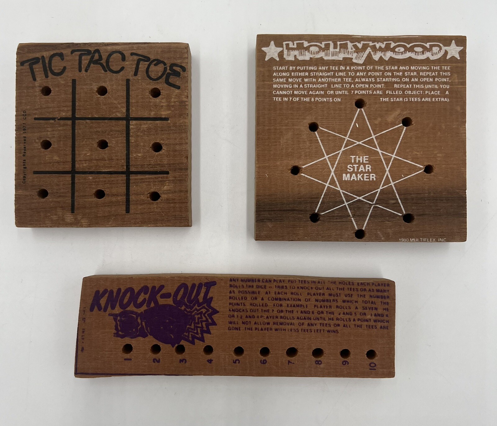 Vintage Solid Wood Travel Brain Teaser Sports Games With Pegs And Dice Lot Of 7