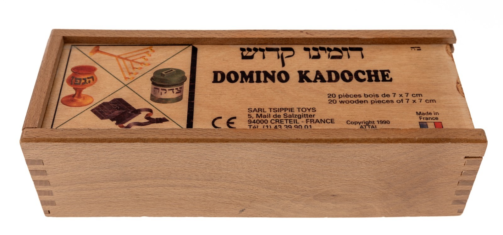 Domino Kadoche 20 Wood Pieces 7x7cm 1990 Attal Sarl Tsippie Toys Made in France