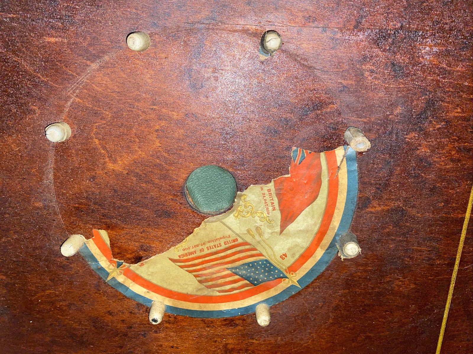 Antique 1913 Archarena Wood Game Board With game Pieces Great Wall Decor