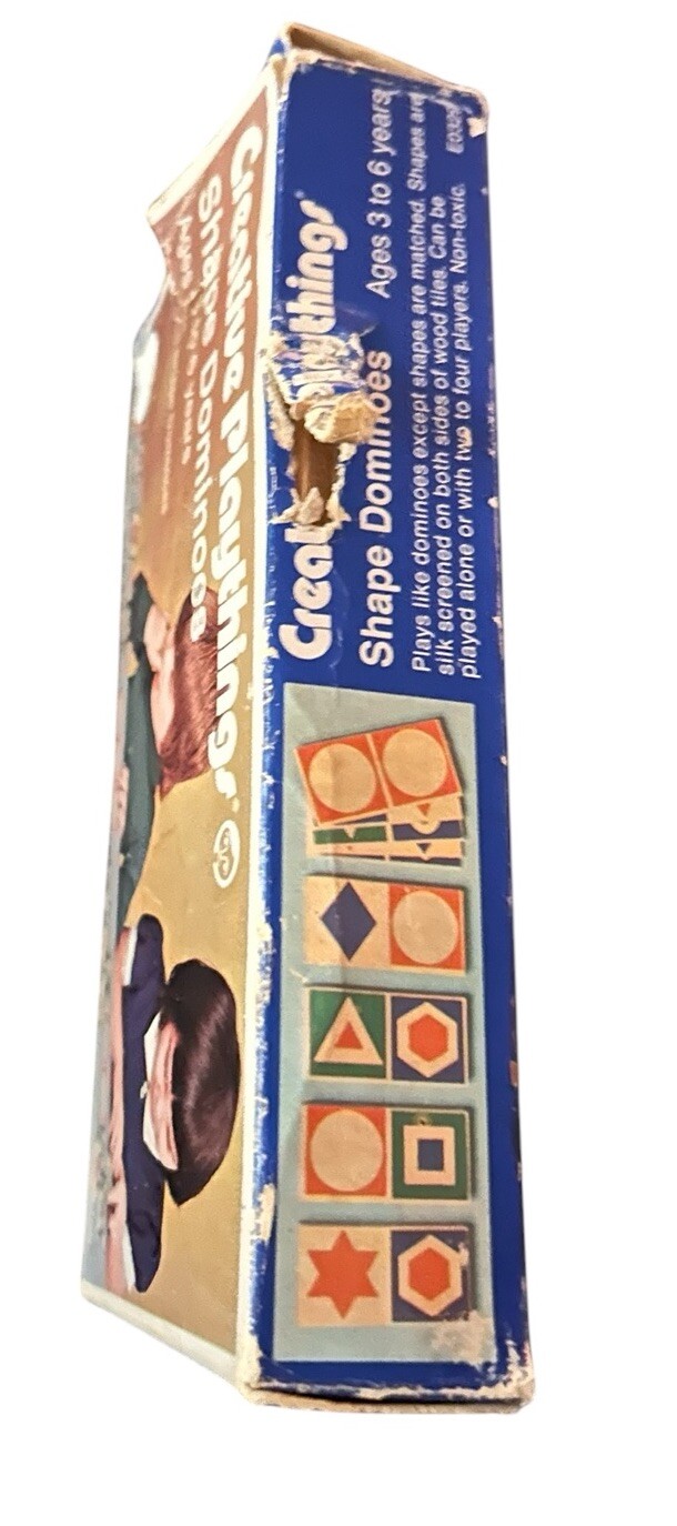 Vtg Creative Playthings 27/28 Wooden Picture Dominoes Original 1970 W/Box D6