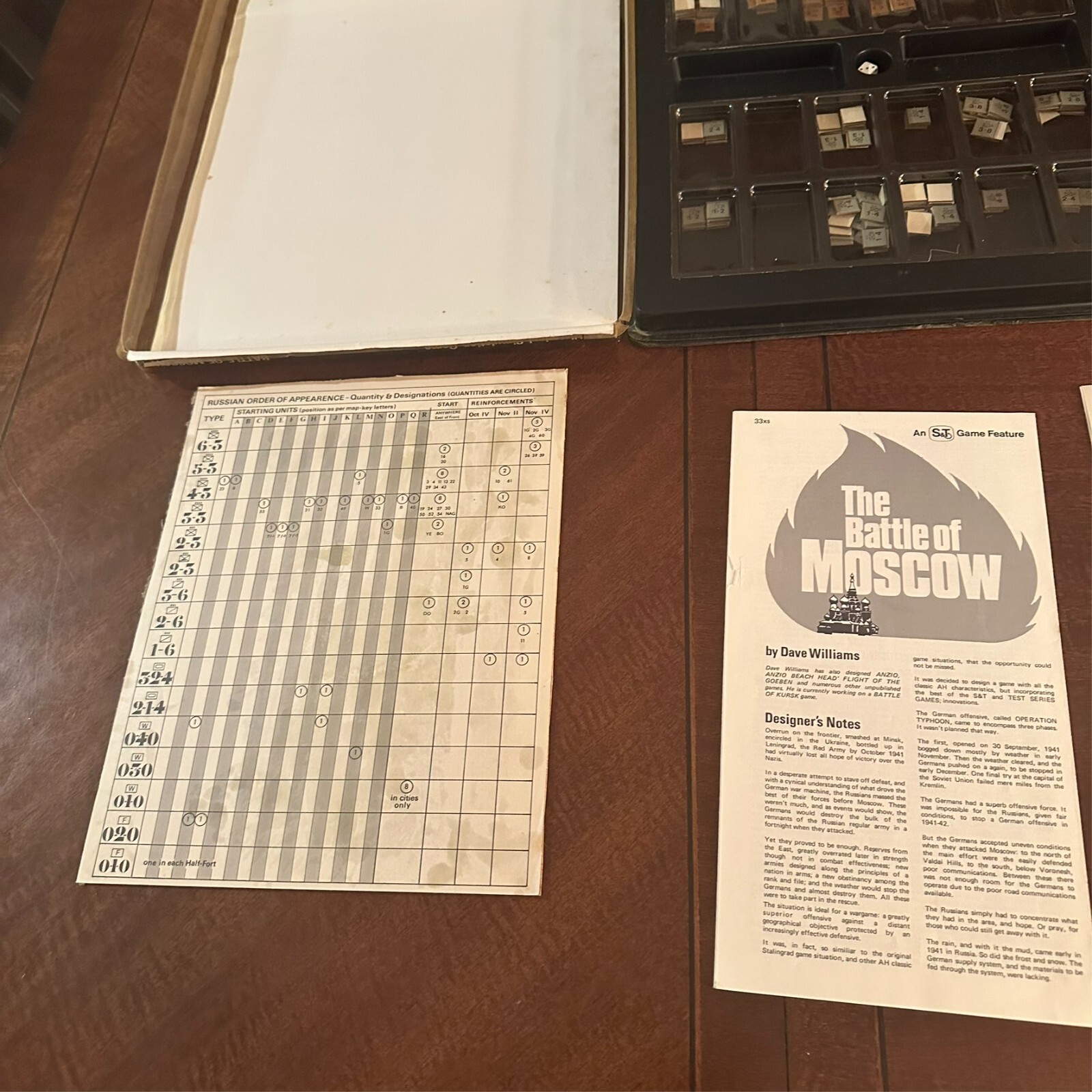 SPI 1970 Tray : The BATTLE of MOSCOW game – S&T 24 (PUNCHED)