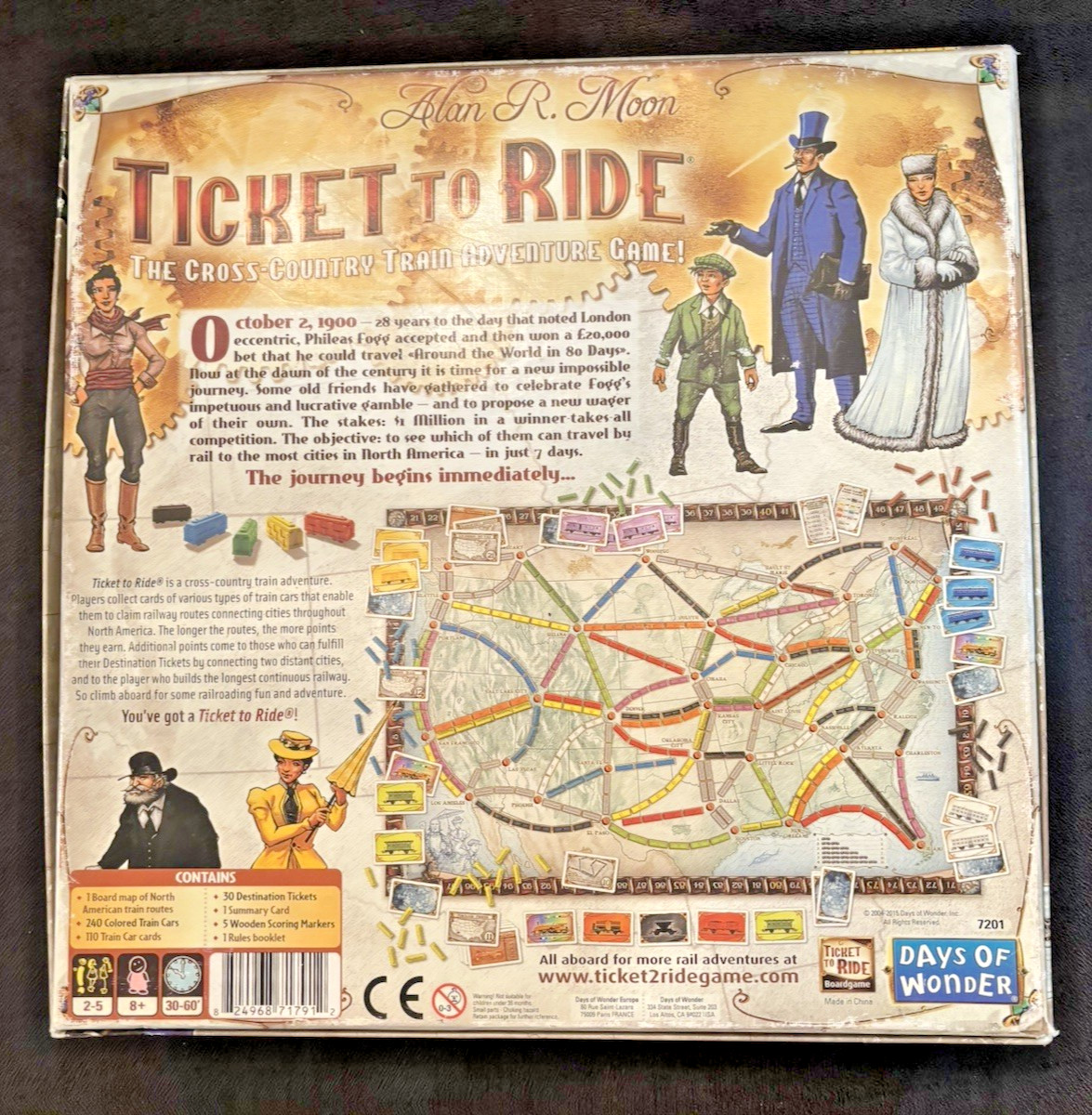 Days of Wonder Ticket To Ride Train Adventure Board Game by Alan Moon -Complete