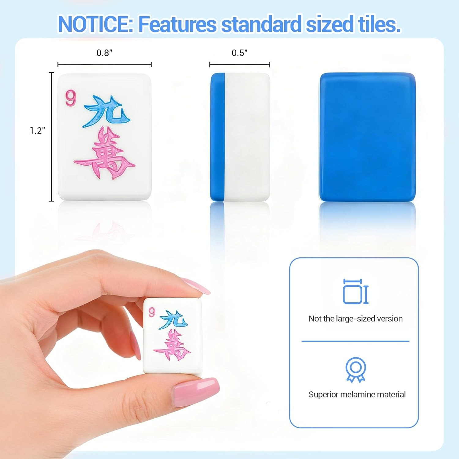 American Mahjong Tile Set, 166 Blue Tiles (1.2”), Mahjong Tile Set with Carrying