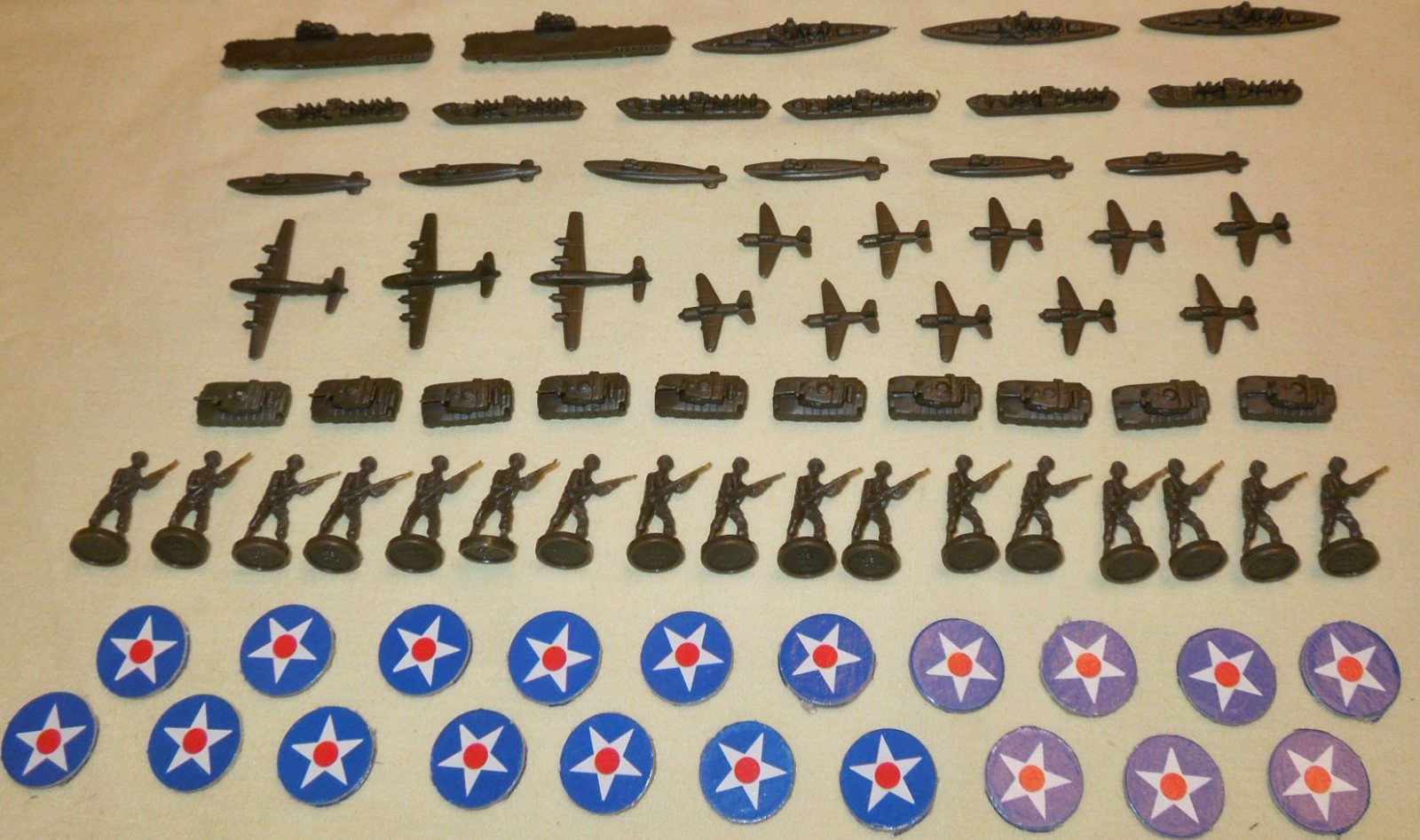 1987 MB Gamemaster Ser Axis & Allies WW2 Wargame Lot: Unit Pieces, Factories, AA