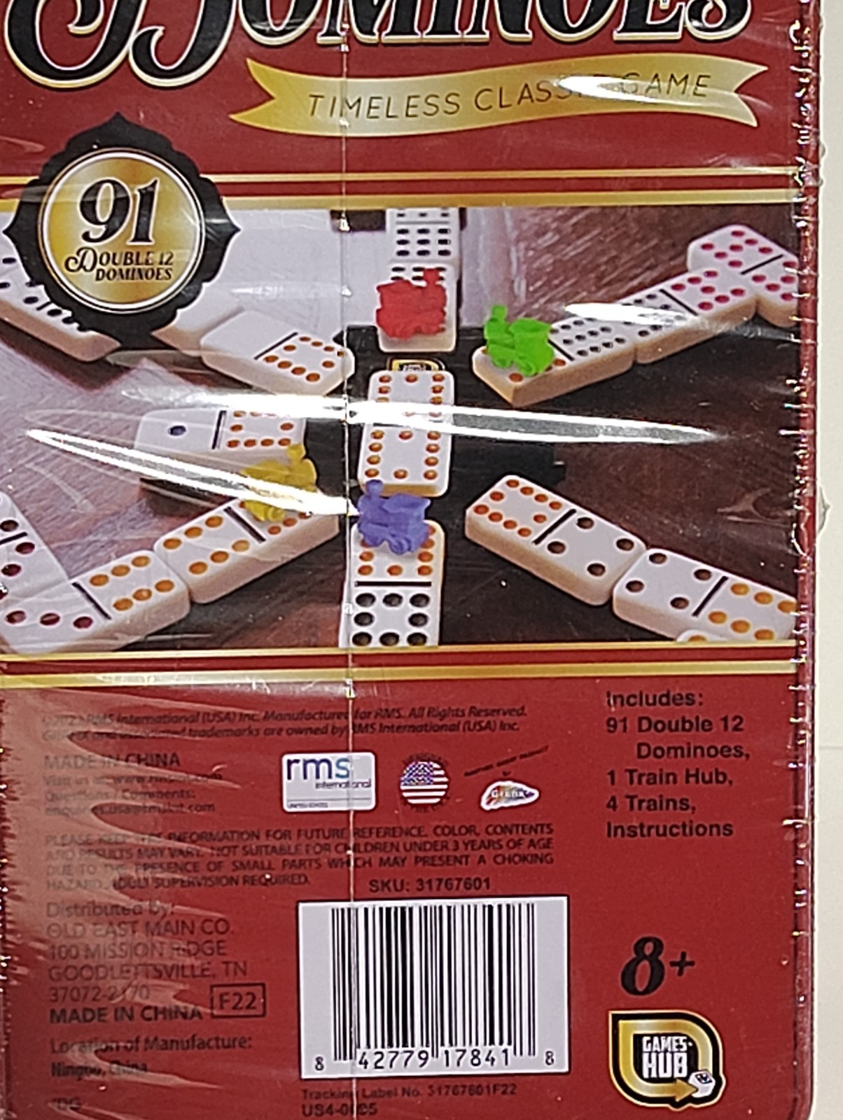 Dominoes Double 12 Color Number Mexican Train with Tin