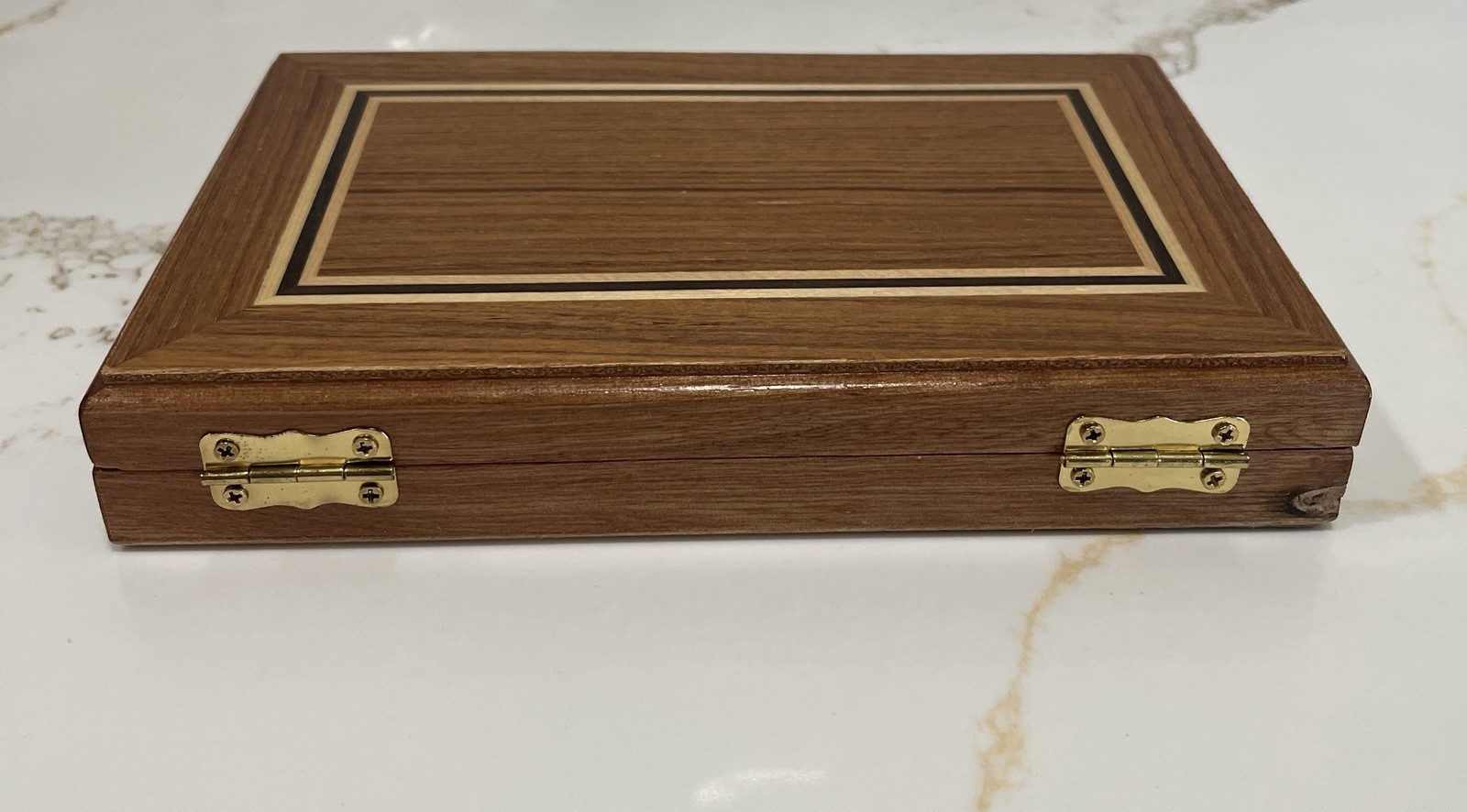 Vintage Double Dix Dominoes-28 Ivory Tiles in Original Wooden Hinged Box