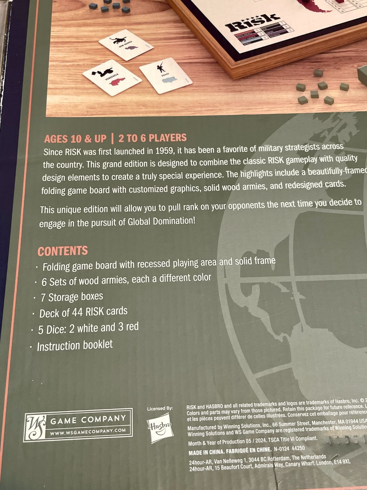 RARE 2024 WS Game Company RISK Grand Folding Edition Deluxe Wood Board Game
