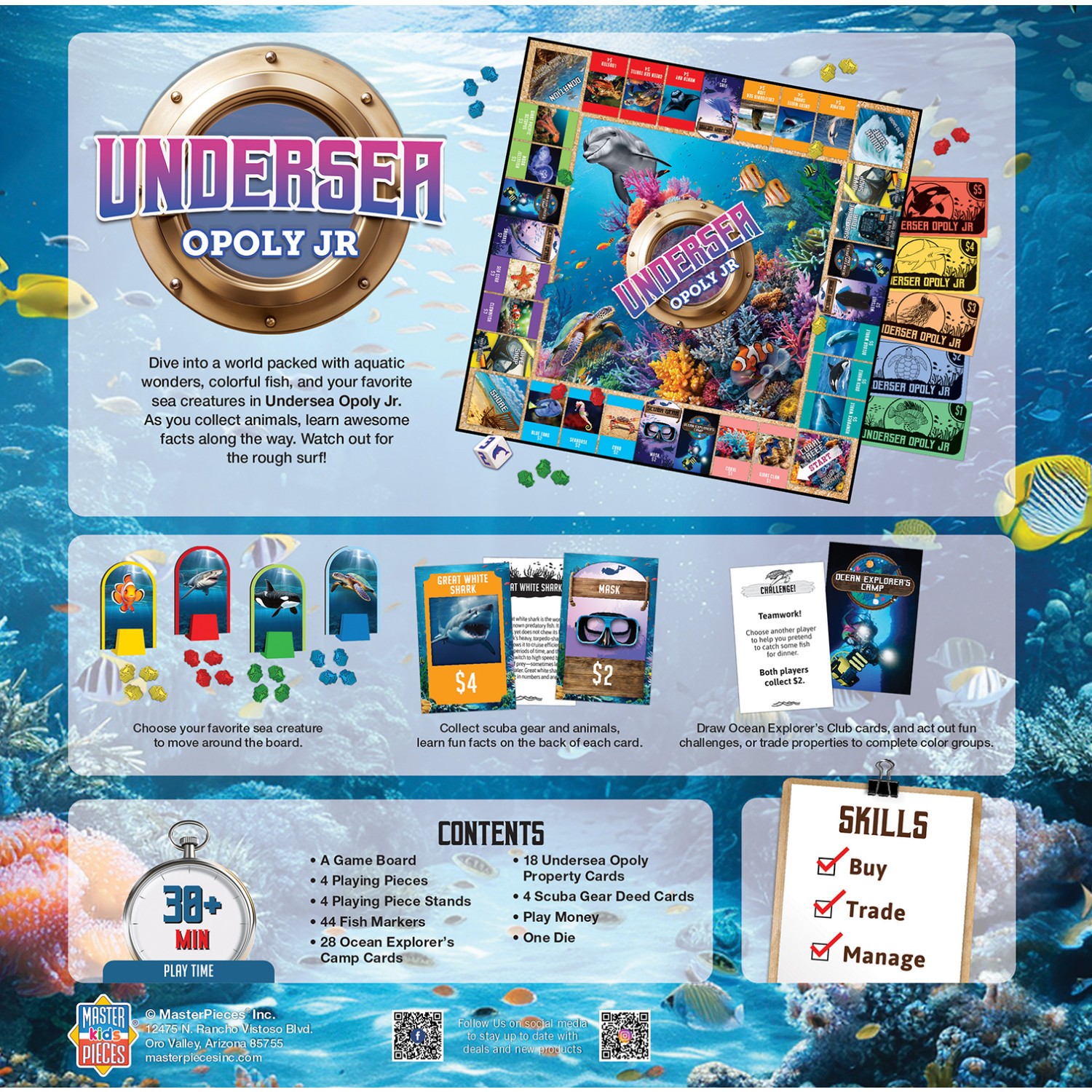 MasterPieces – Undersea Opoly Junior – Board Game for Kids