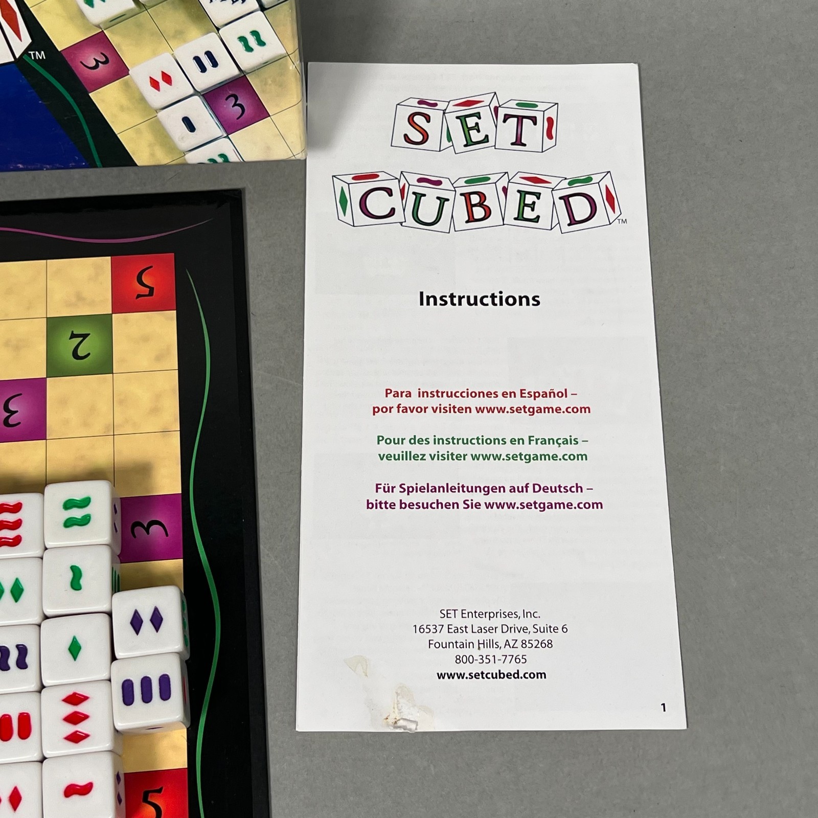 SET Cubed Abstract Strategy Dice Board Game SET Enterprises 2007 Complete NICE