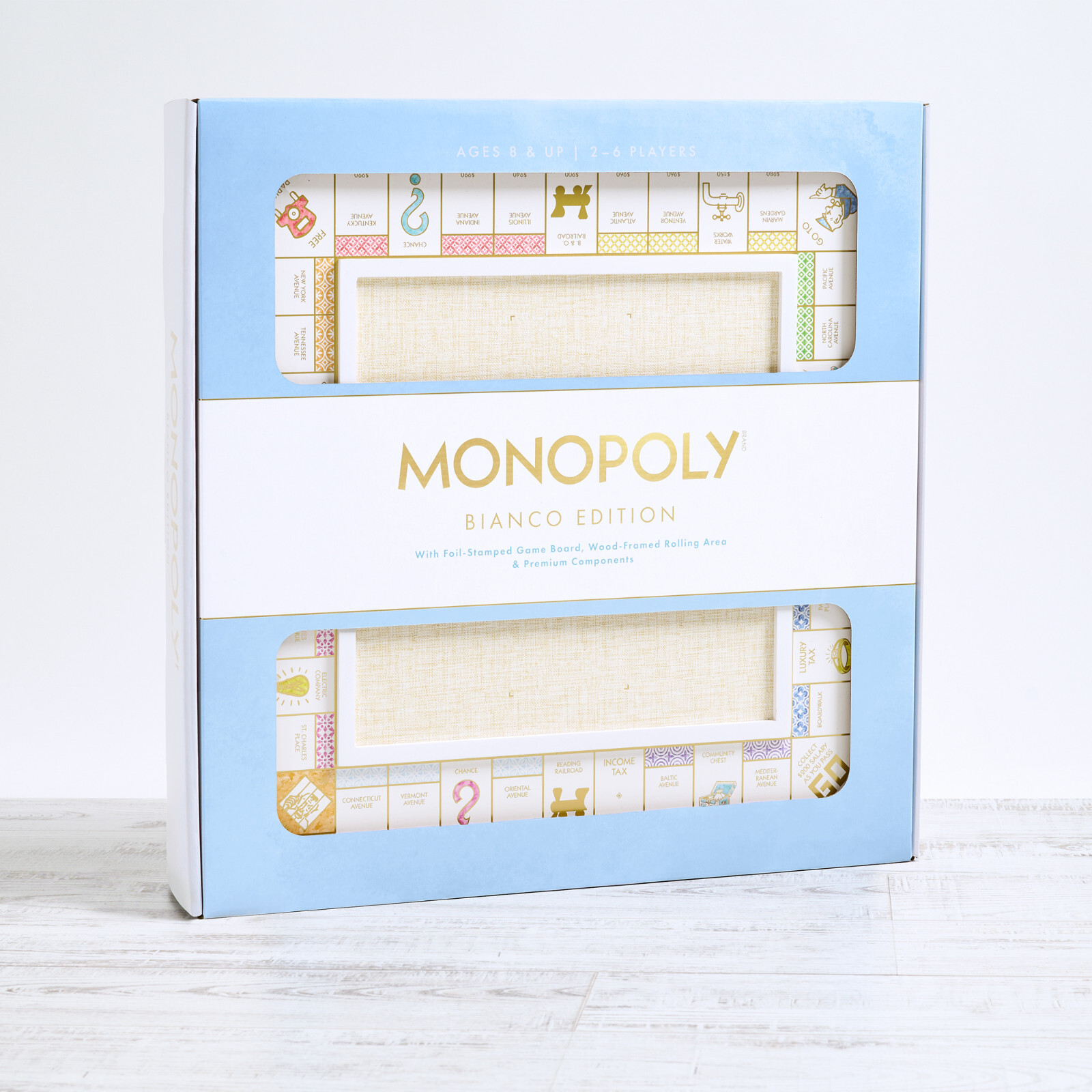 WS Game Company Monopoly Bianco Edition with Foil-Stamped Wood Game Board New