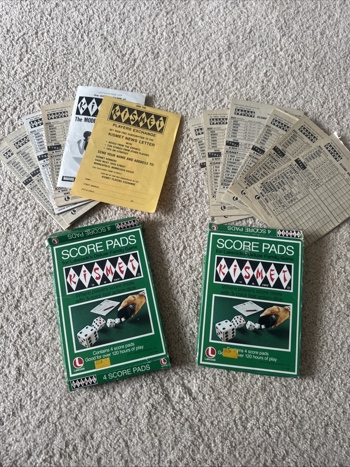 Vintage Kismet Game ScorePads Lot of 2 Packs