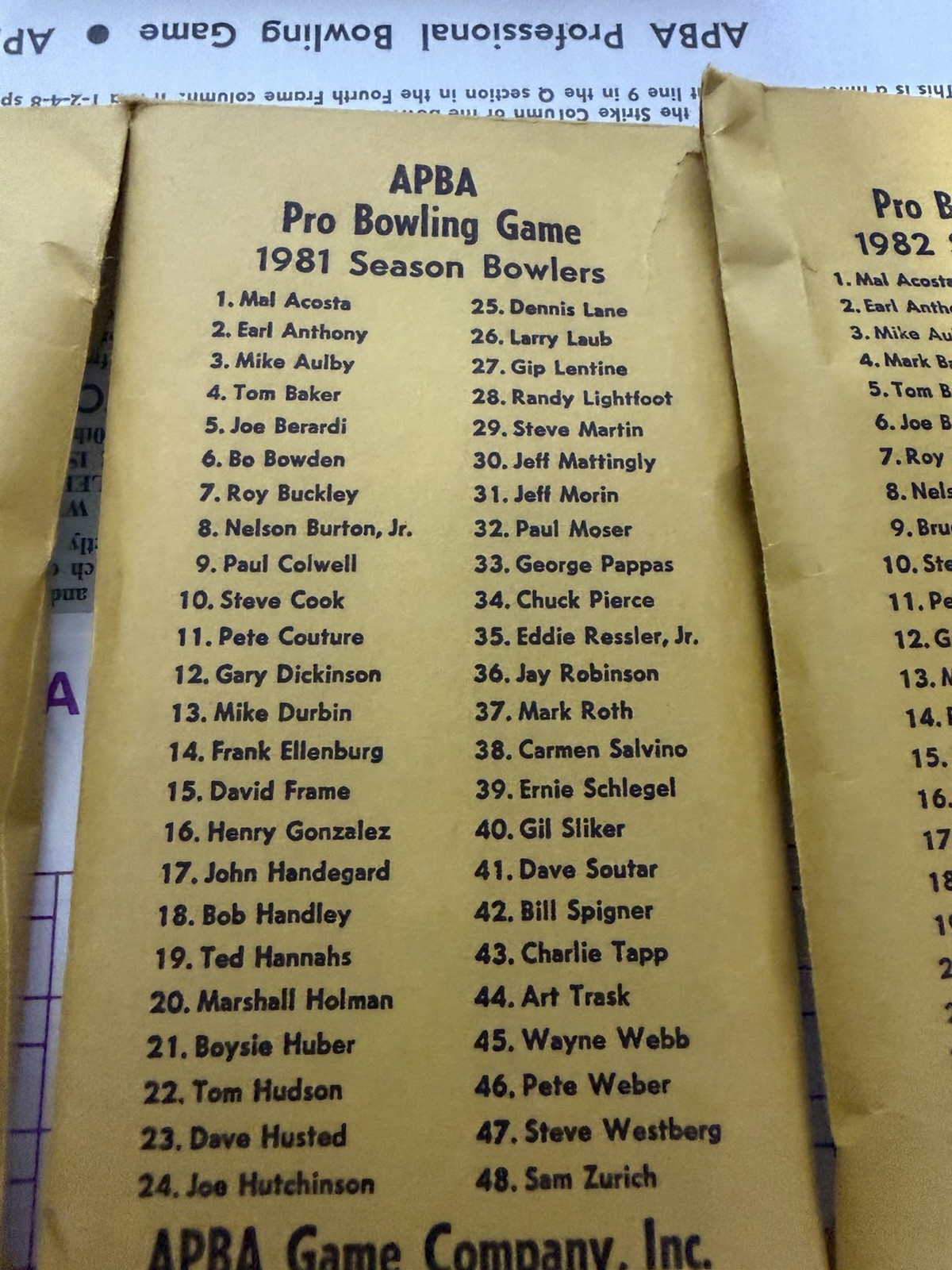 VTG 1978 APBA Pro Bowling Board Game w/8 Bowler Card Sets See Description