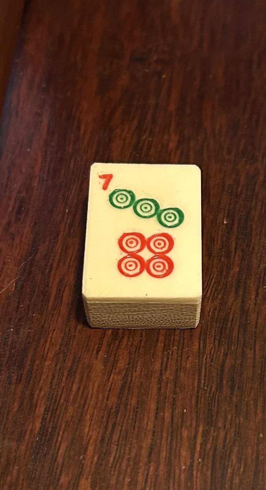 MAH-JONG “7 Coin” BAMBOO & BONE TILE REPLACEMENT YELLOW MOUNTAIN