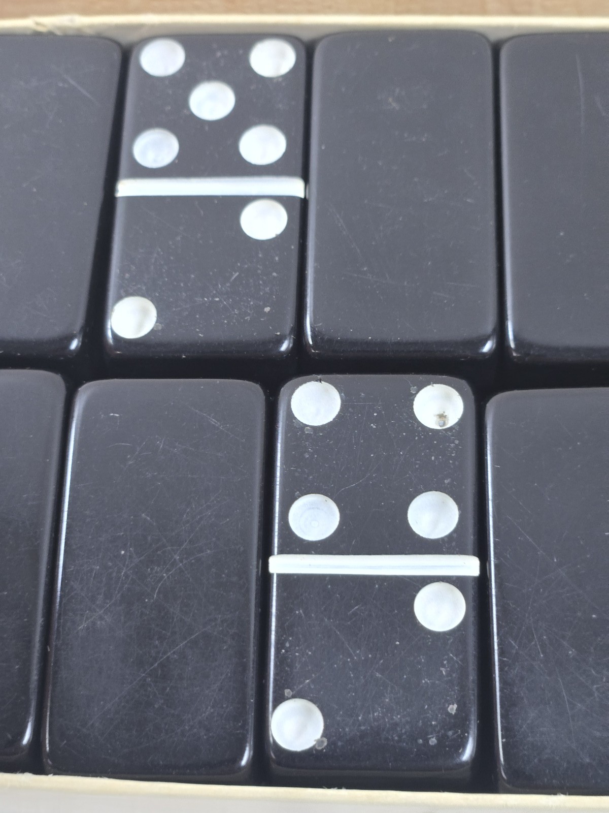 Vintage Marblelike Super Thick Dominoes Game Set Made in USA Traditional Tile