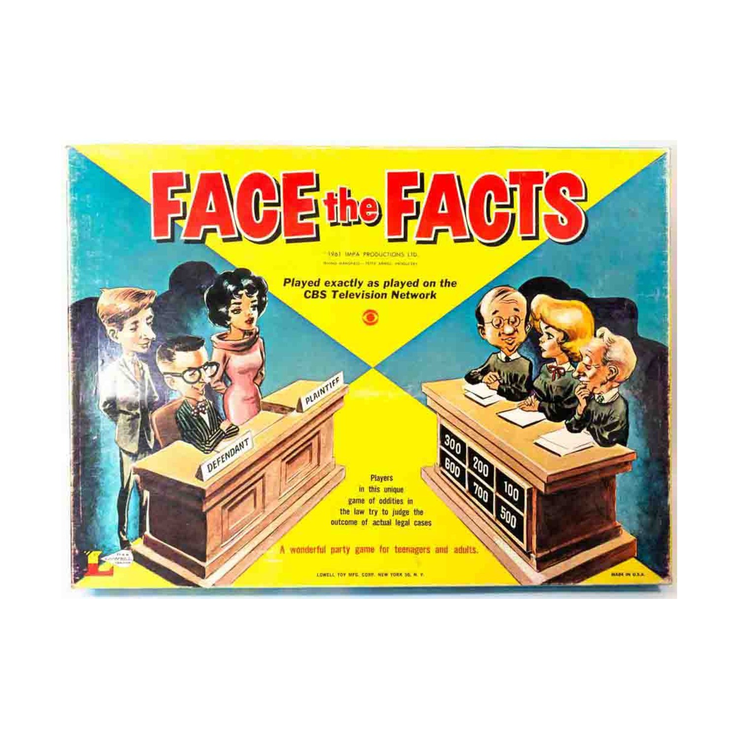 Lowell Toys Boardgame Face the Facts Box Fair/VG+