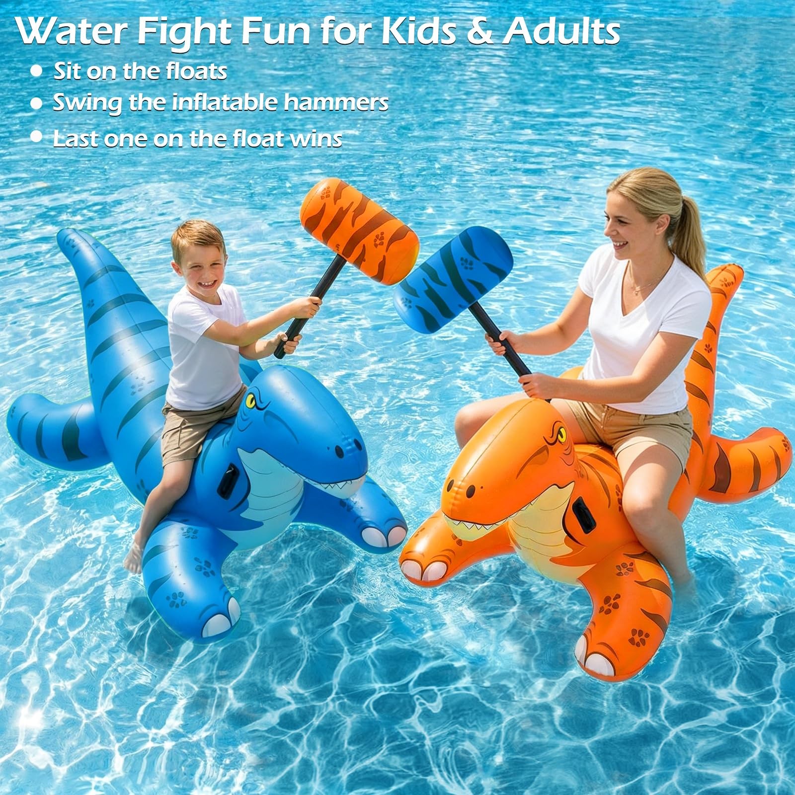 Pool Floats 2Pack Inflatable Dinosaur Ride On X Large Green Orange Jasonwell