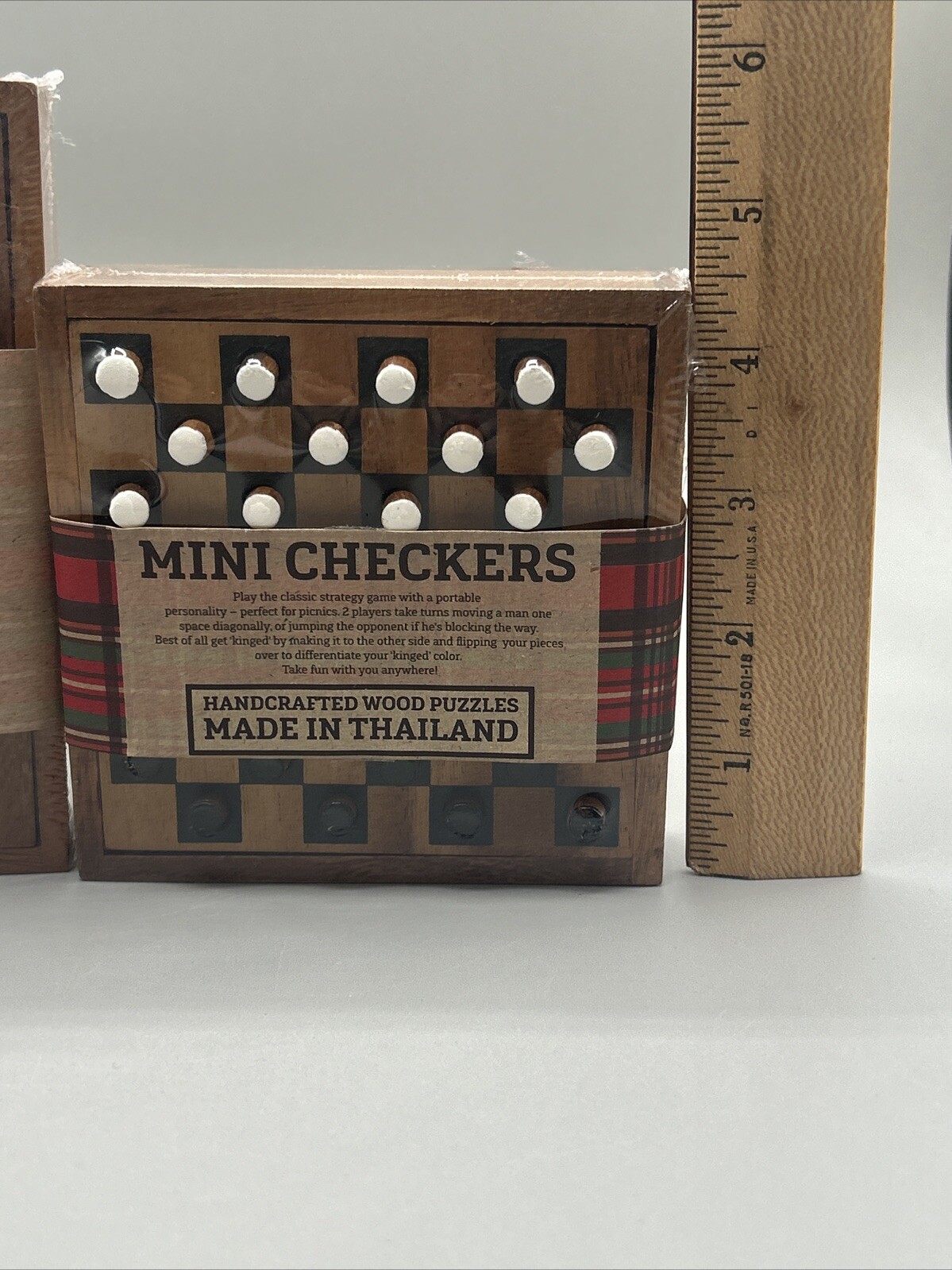 2 Mini Checkers Hand Crafted Wood Puzzles Made In Thailand