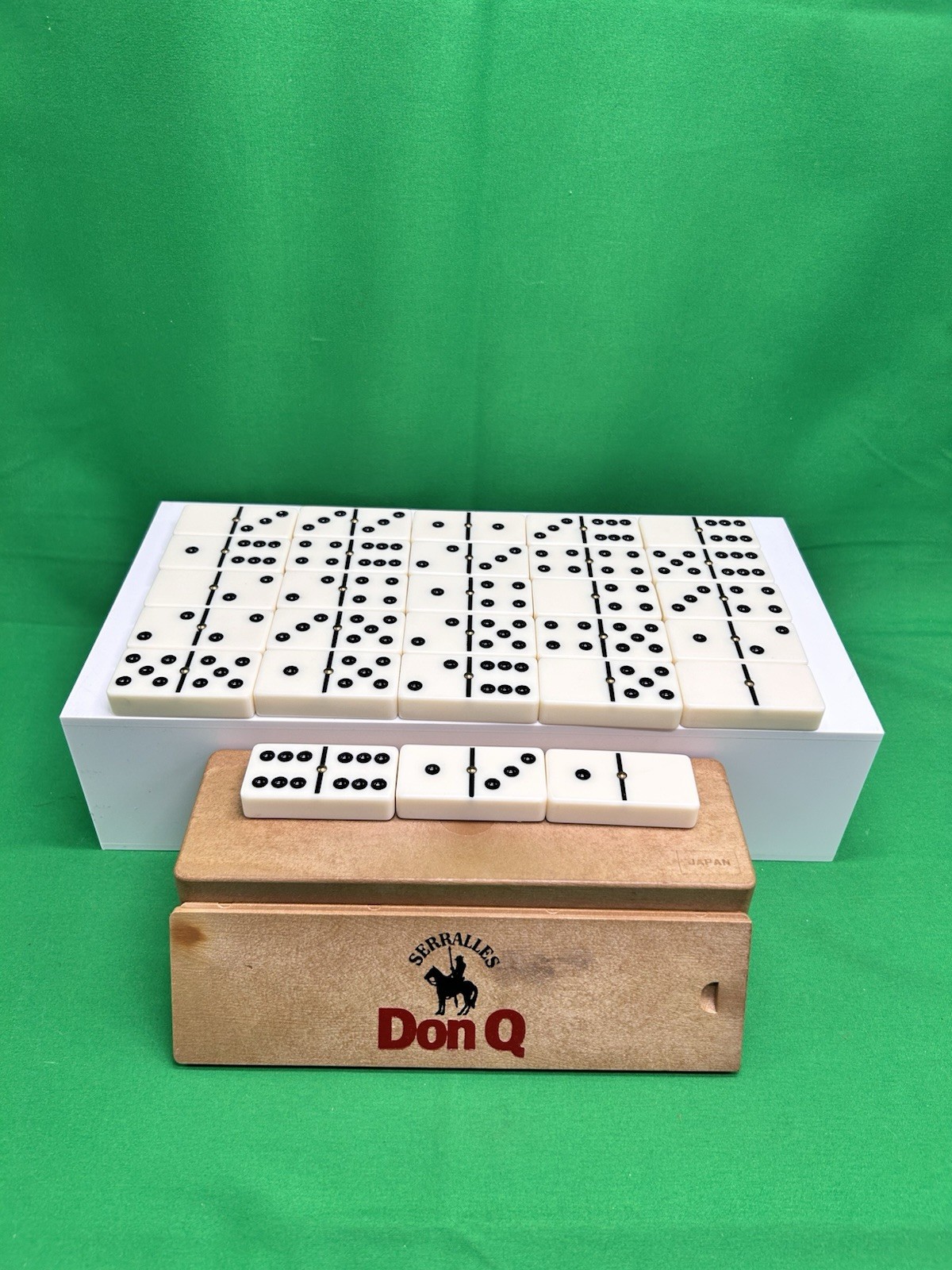 Vintage DON Q SERRALLES Quixote Rum Promotional Bakelite Domino SET Clean JAPAN
