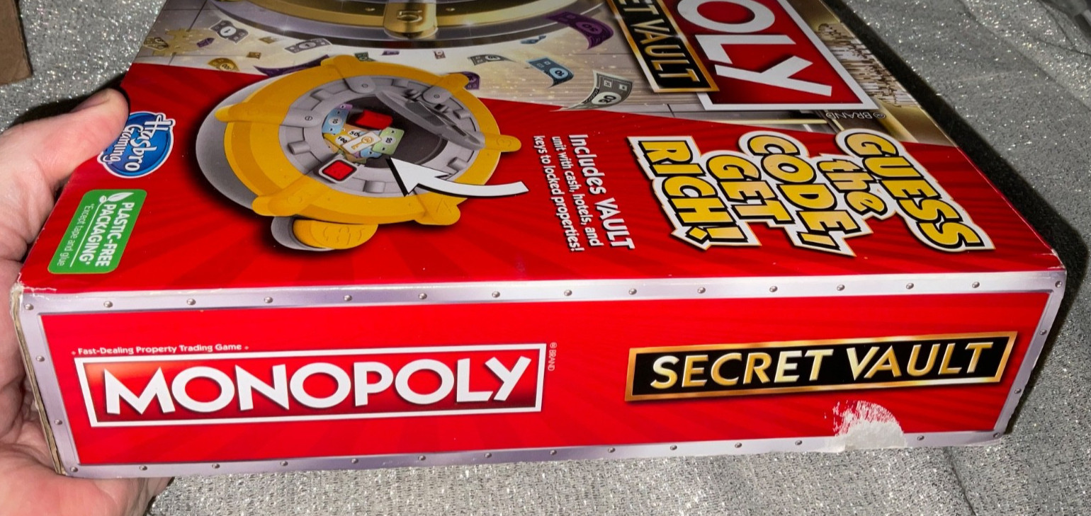 MONOPOLY Secret Vault Board Game for Kids Ages 8 and Up Family 100% Complete Fun