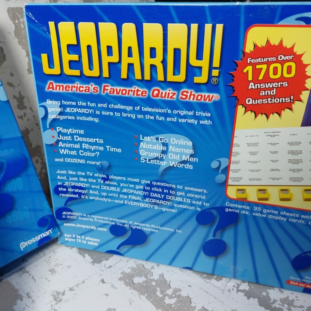 Jeopardy Board Game Original Edition Quiz Show Pressman 2003 Complete