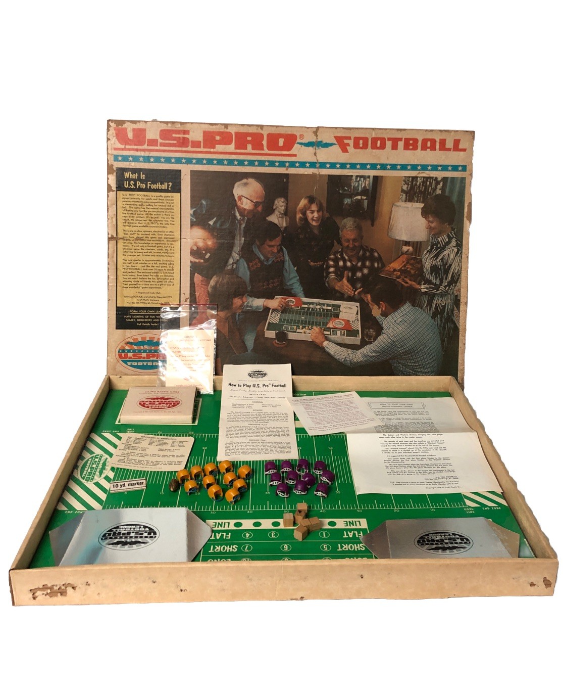 Vintage 1974 U.S Pro Football Board Game. Rare! Large 26”x19” Craft Plastix Co.