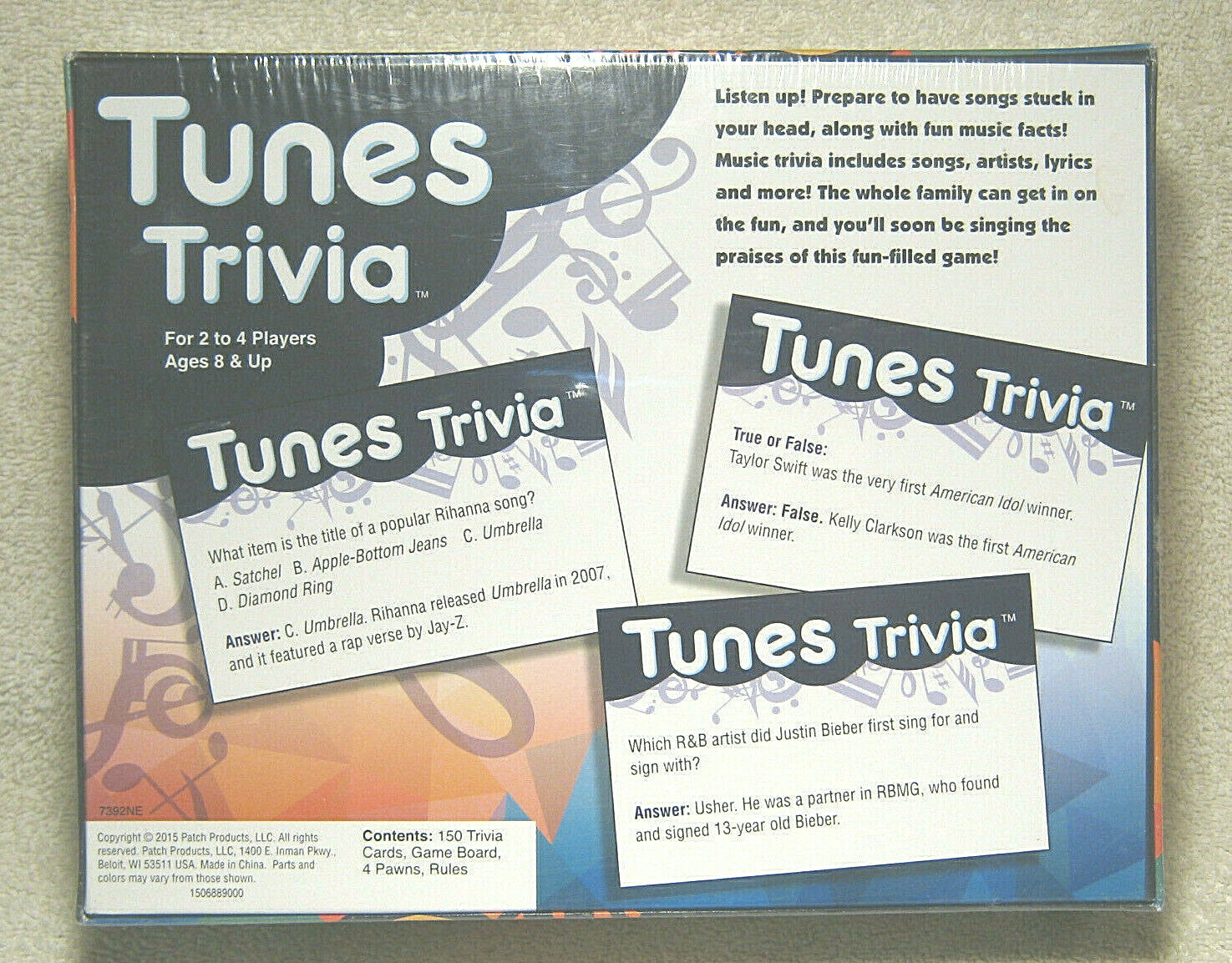 TUNES TRIVIA BOARD GAME MUSIC ARTISTS THEME TRIVIA 2015 PATCH PRODUCTS – NEW
