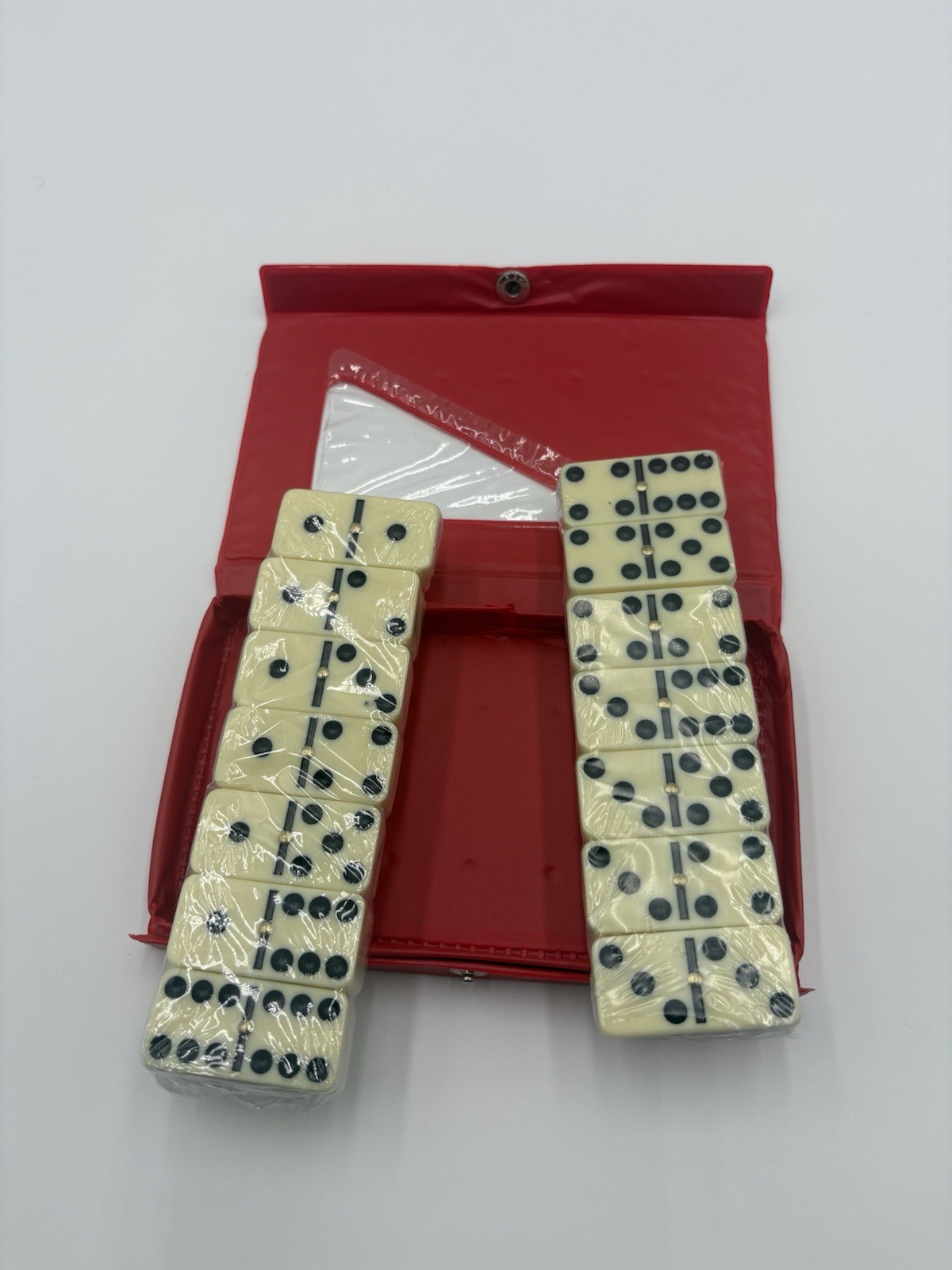 Dominoes Double Six Jumbo Ivory Set of 28- Brand New! In a snap case- One Pack