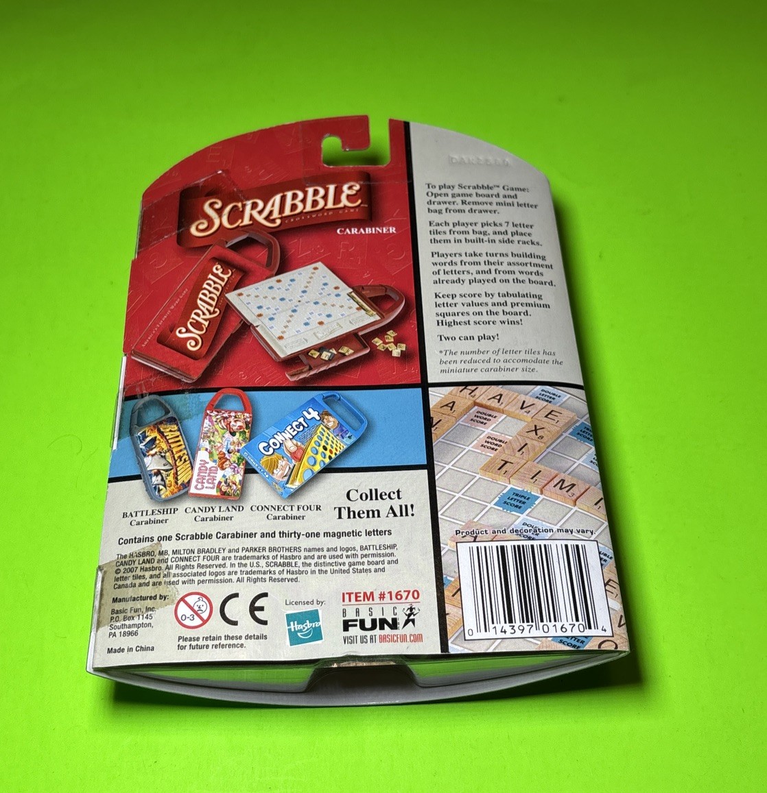 SCRABBLE Mini Word Game Board Magnetic Travel Carabiner Hasbro BRAND NEW SEALED