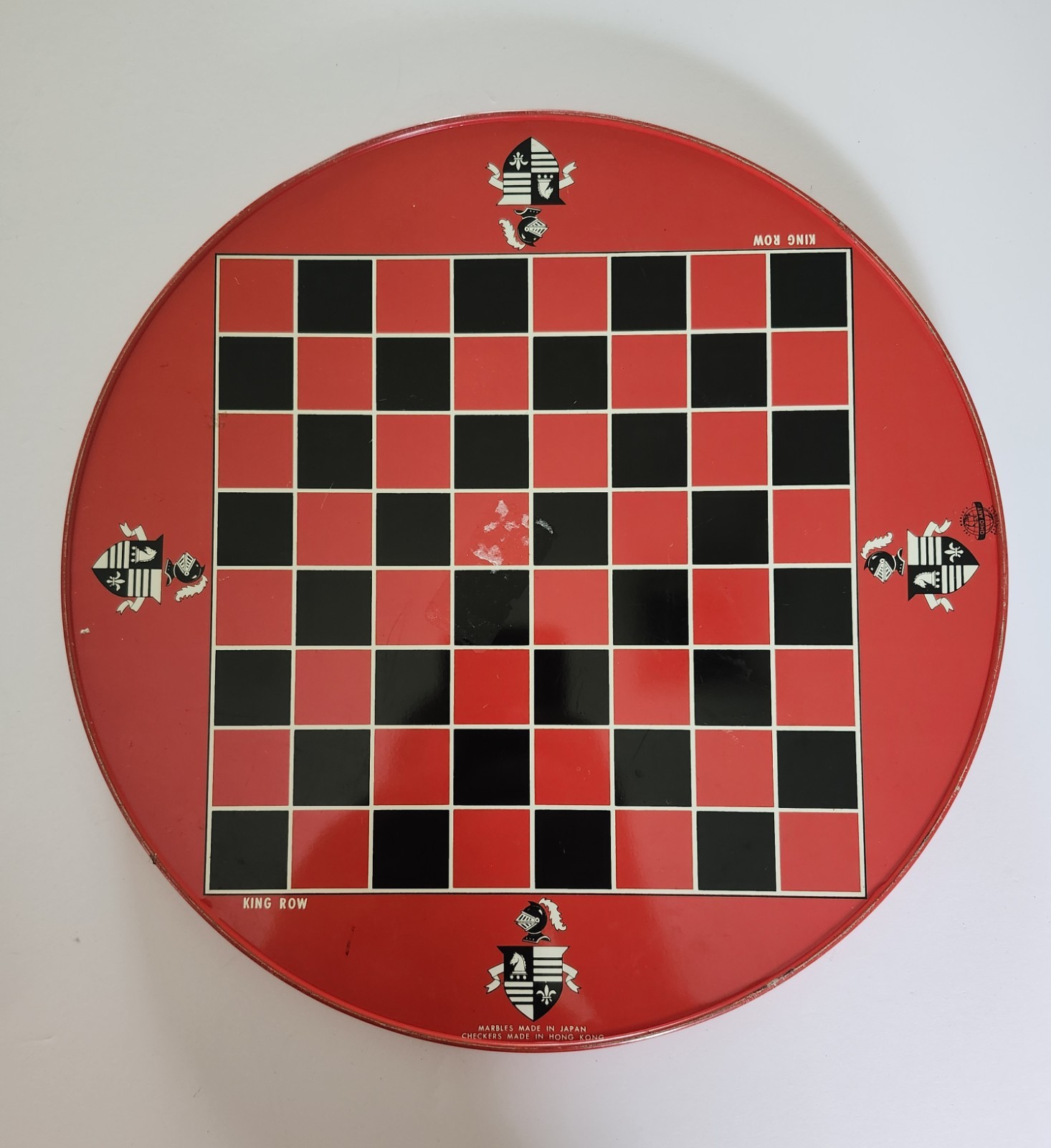 OHIO ART VINTAGE CHINESE CHECKERS LITHO TIN METAL DRAGON GAME – 34 MARBLES
