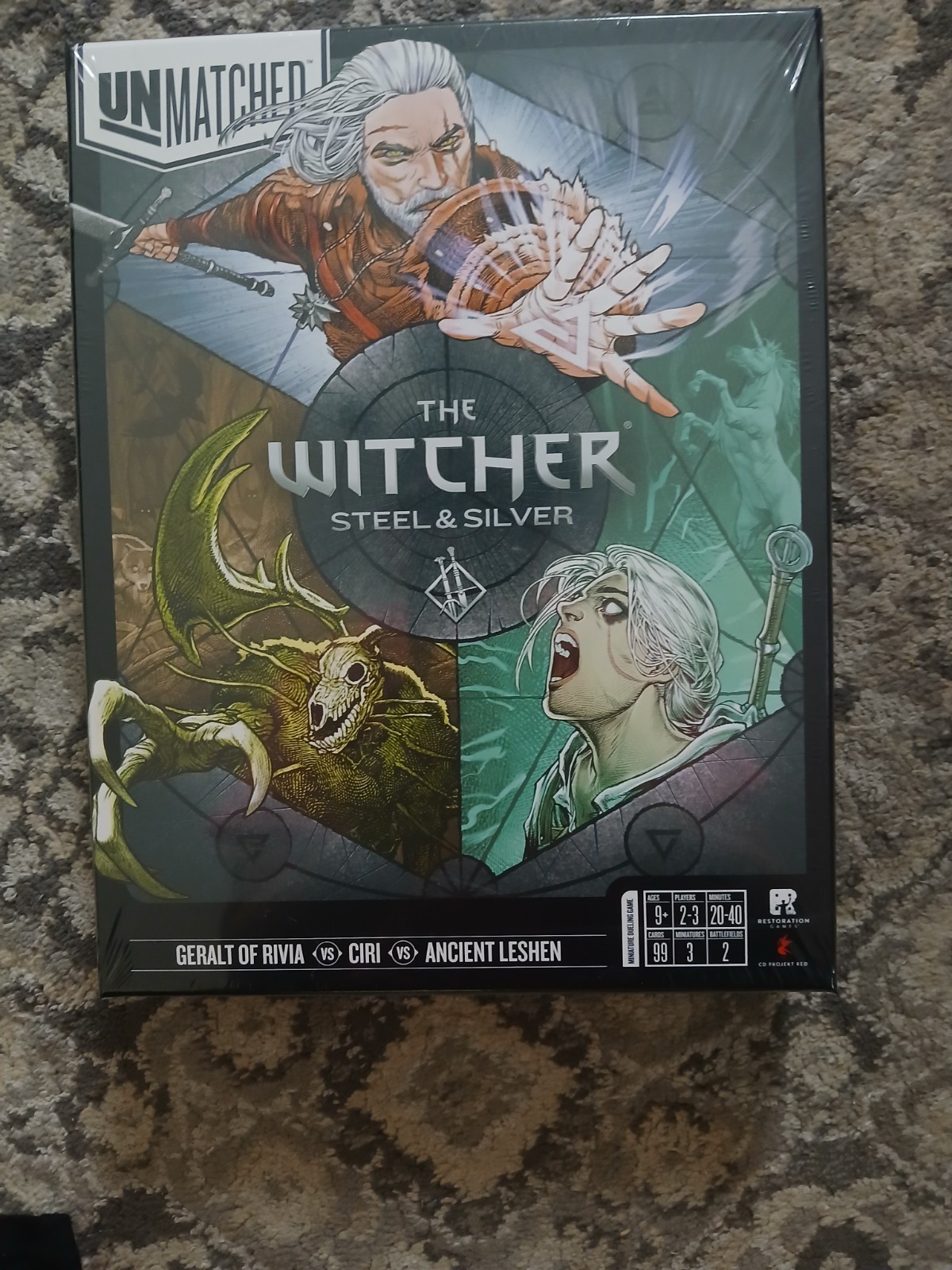 Restoration Games Unmatched The Witcher Steel & Silver Board Game Geralt Ciri