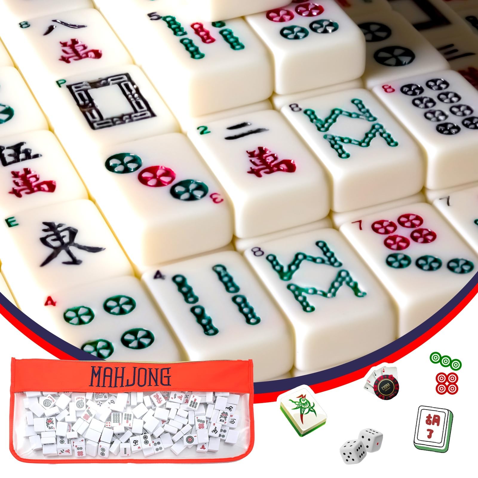 1 PCS Mahjong Bag – Empty Mahjong Tiles Bag Only with Zippered & Letters, Cas…