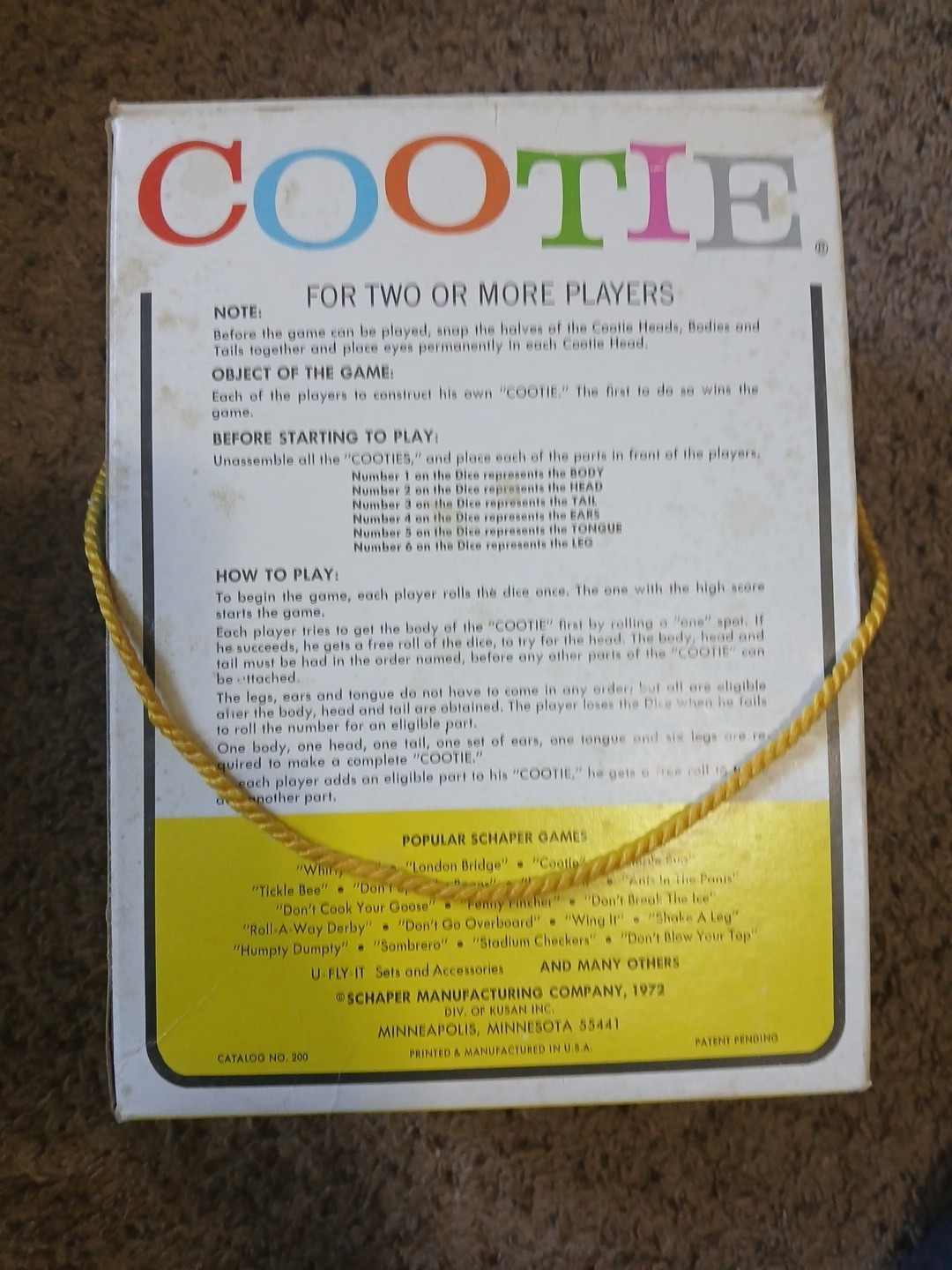 Schaper Cootie Vintage 1972 Board Game Bugs & Insects 2+ Players
