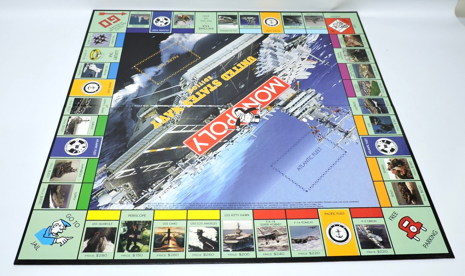 Monopoly United States U.S. Navy Edition Board Game NEAR COMPLETE -3 House/Hotel