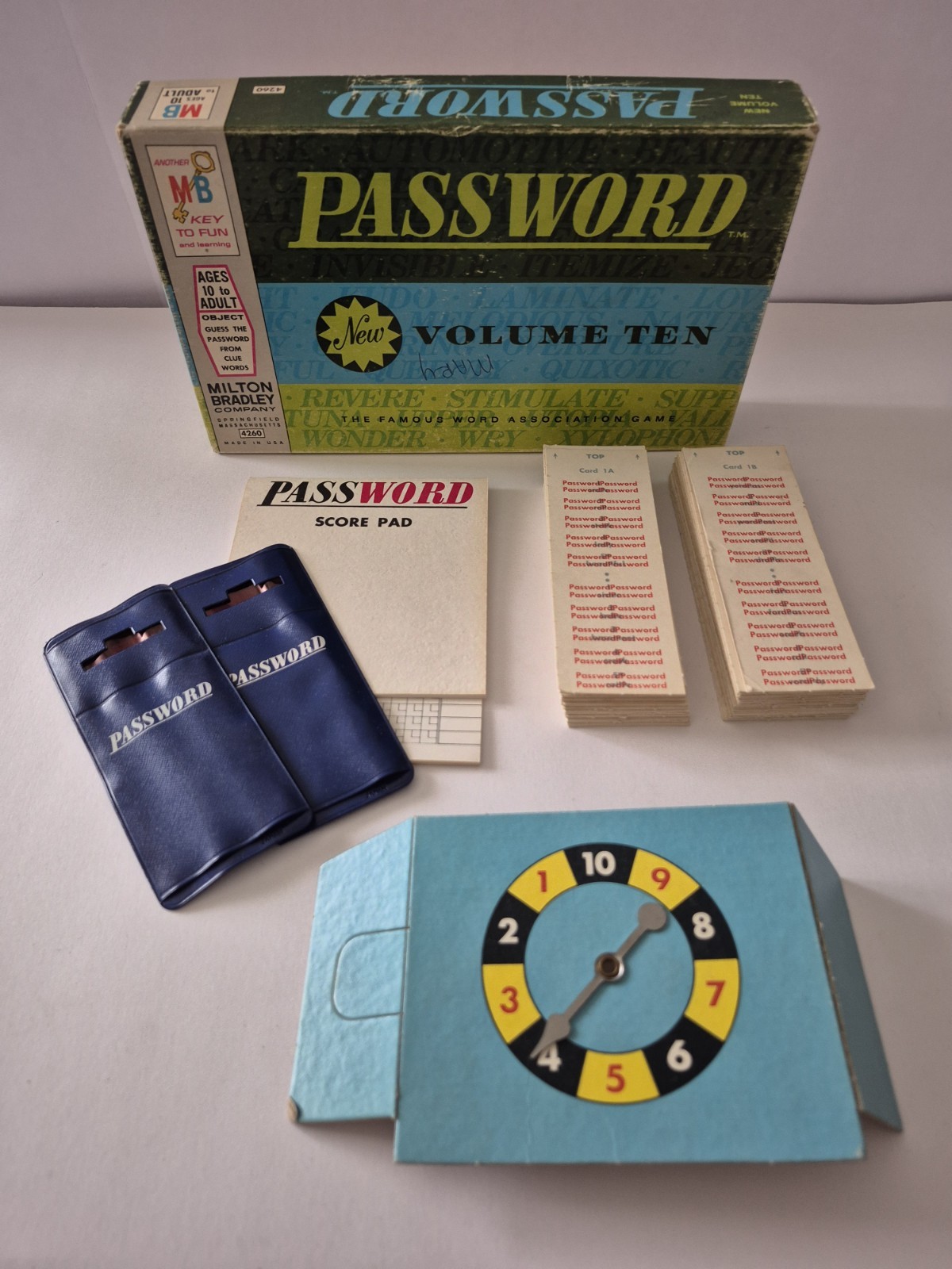 Vintage Password Board Game Volume Ten Milton Bradley 4260 Complete Score Pad