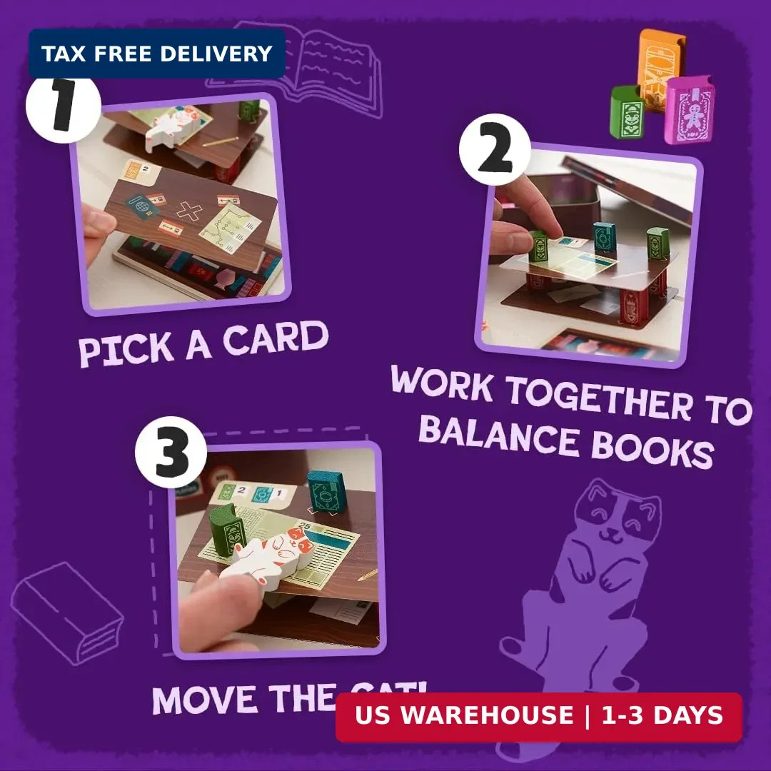 Bookshelf By Alley Cat Games Ages 8 2-4 Players Cooperative Stacking Game Skill