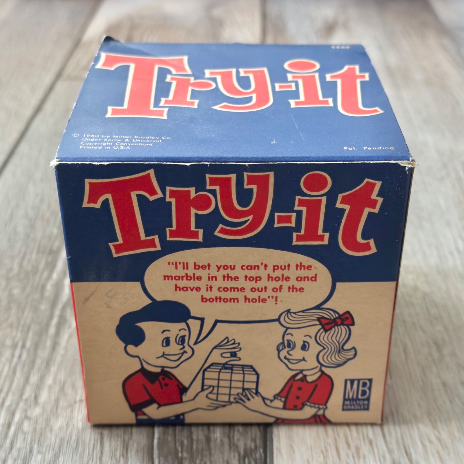 Vintage 1960 TRY IT Milton Bradley Toy Puzzle Cube Marble Game With Original Box