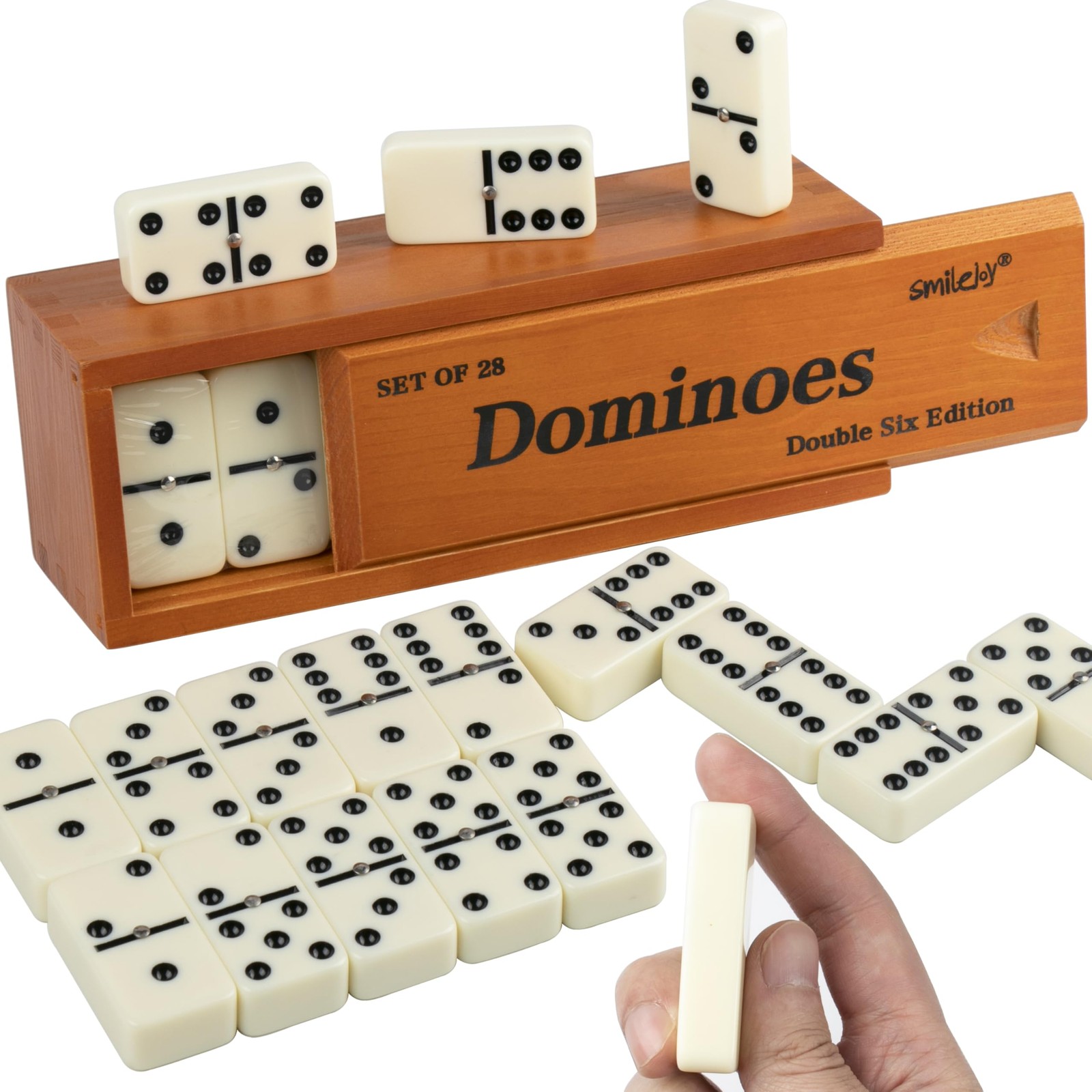 Dominos Set for Adults -Jumbo Size Dominoes Double Six Edition- Classic Board