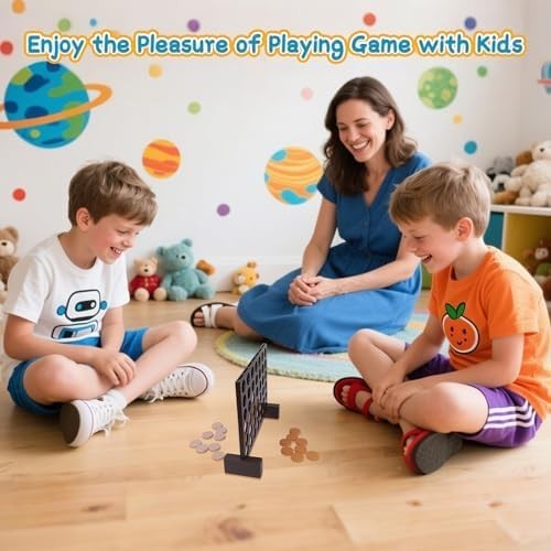 Wooden 4 in a Row Game, Classic Strategy Game for Kids and Adults, Connect The 4