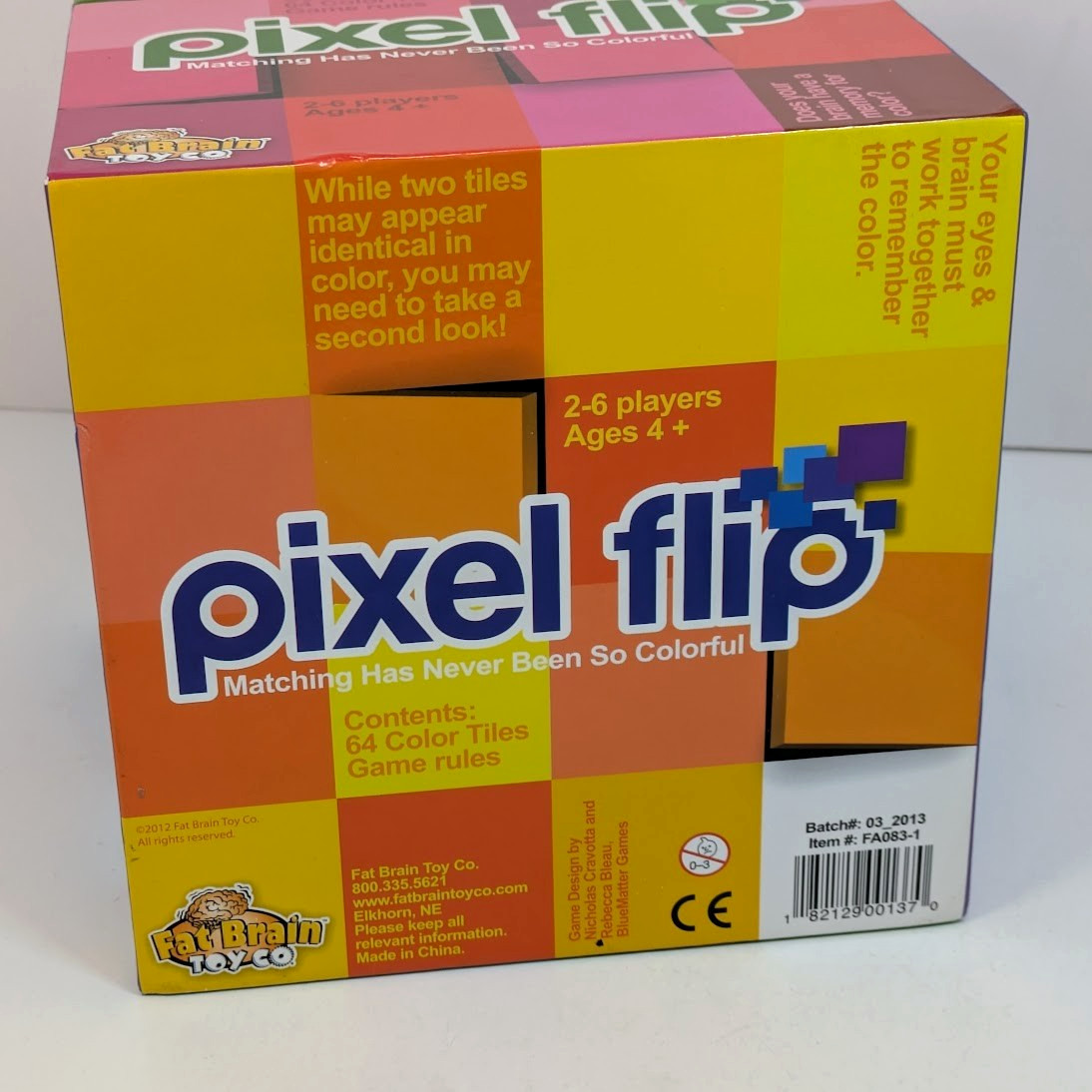 Fat Brain Toy Co Pixel Flip Matching Game 2012 Color Tile Memory HTF